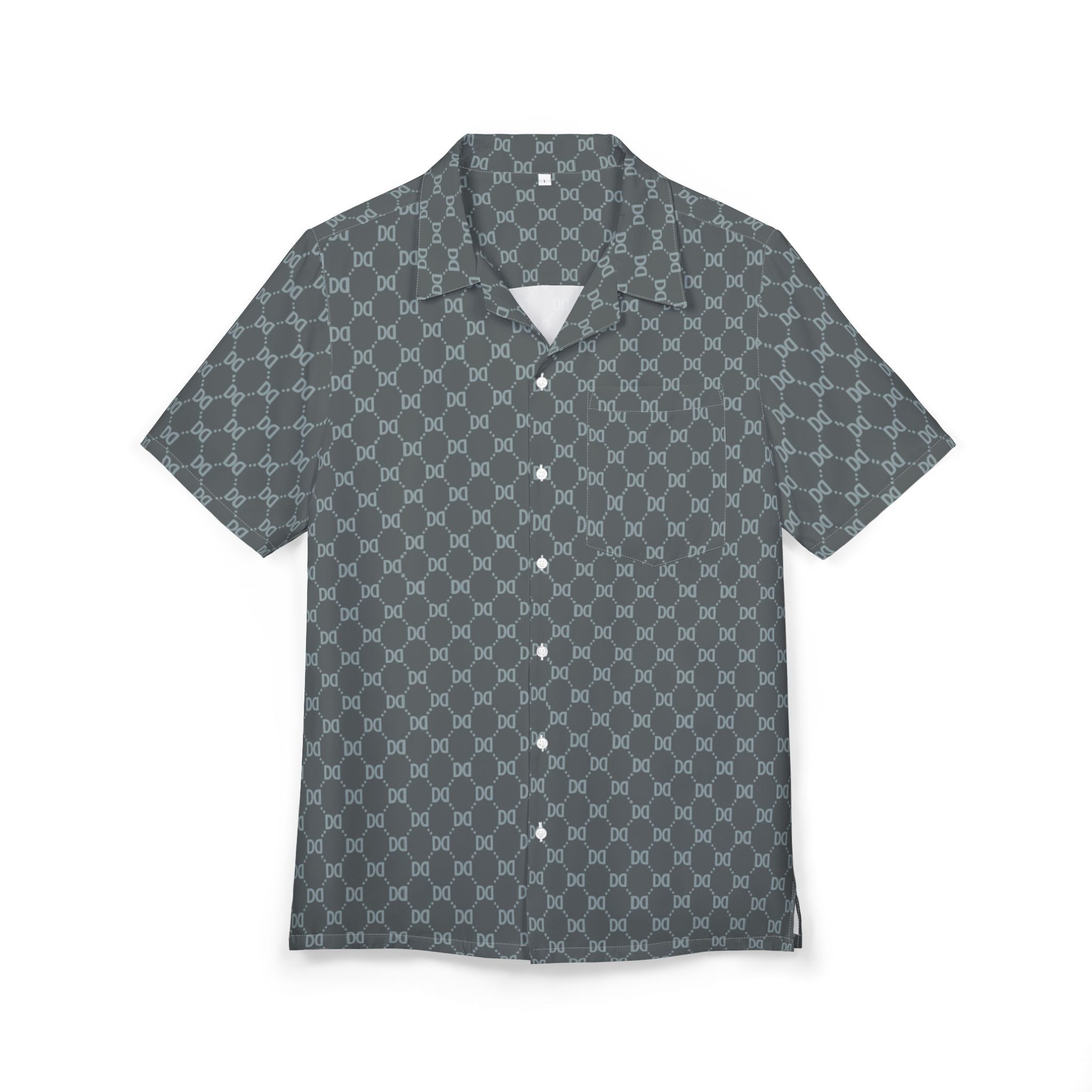 DD Monogram Print Button Up Hawaiian Shirt AOP