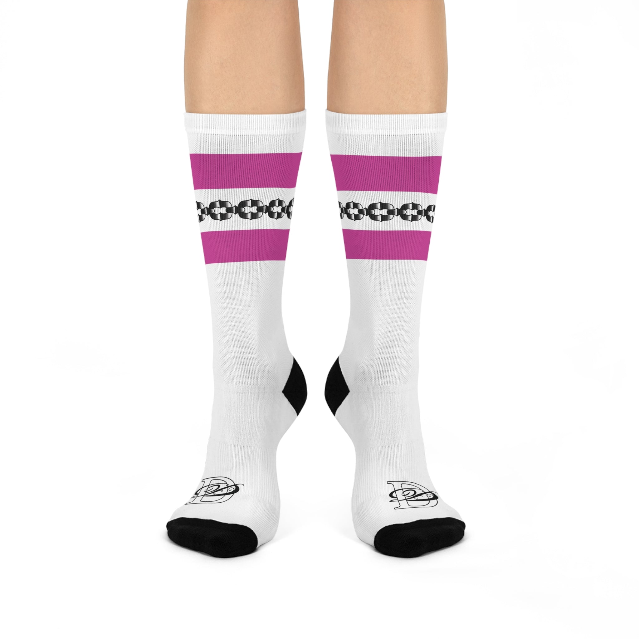 Old School Tube Sock Traditional Tattoo Chain Pattern Crew Socks AOP