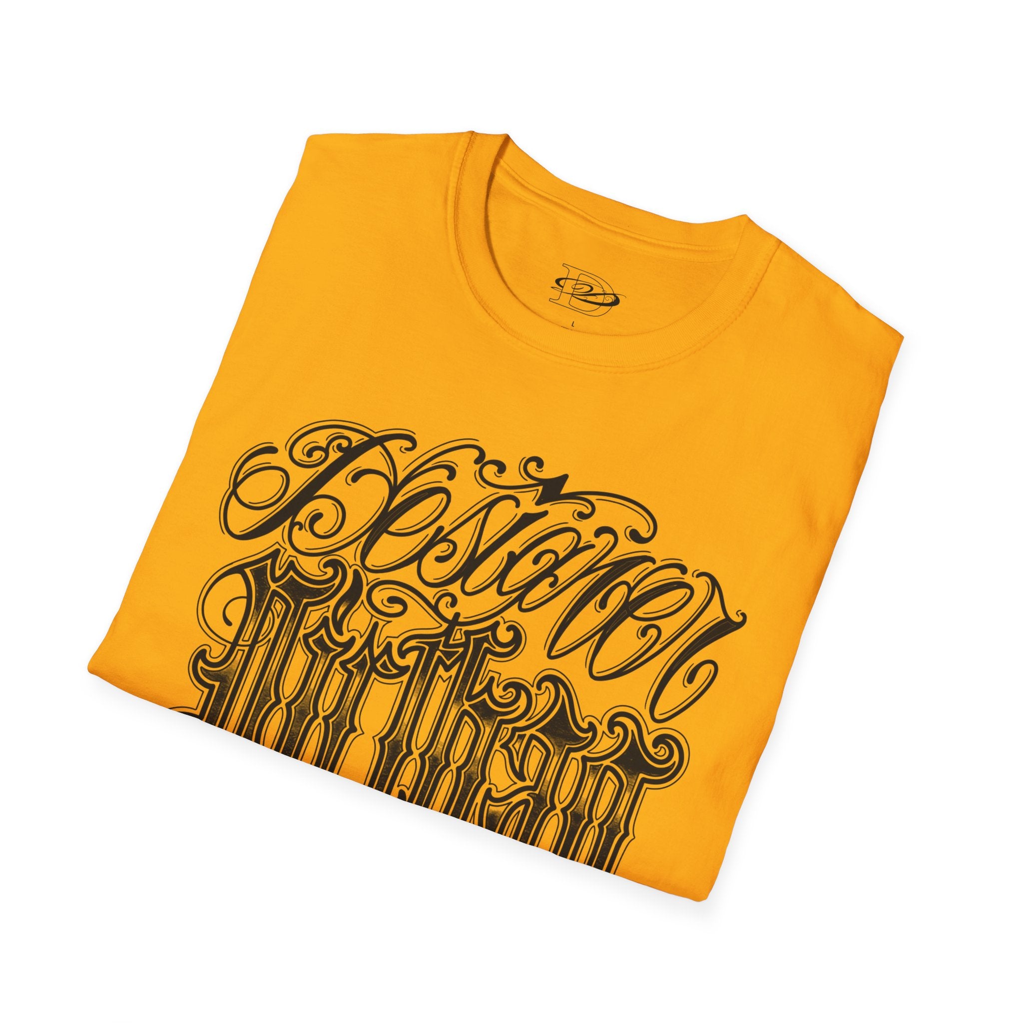 DD Custom Script Lettering w/Gothic Old English Unisex Softstyle T-Shirt
