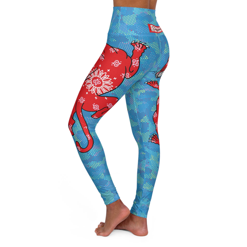 Climbing Bandana Panther Light Blue Digital Hexagon Camo High Waisted Leggings AOP