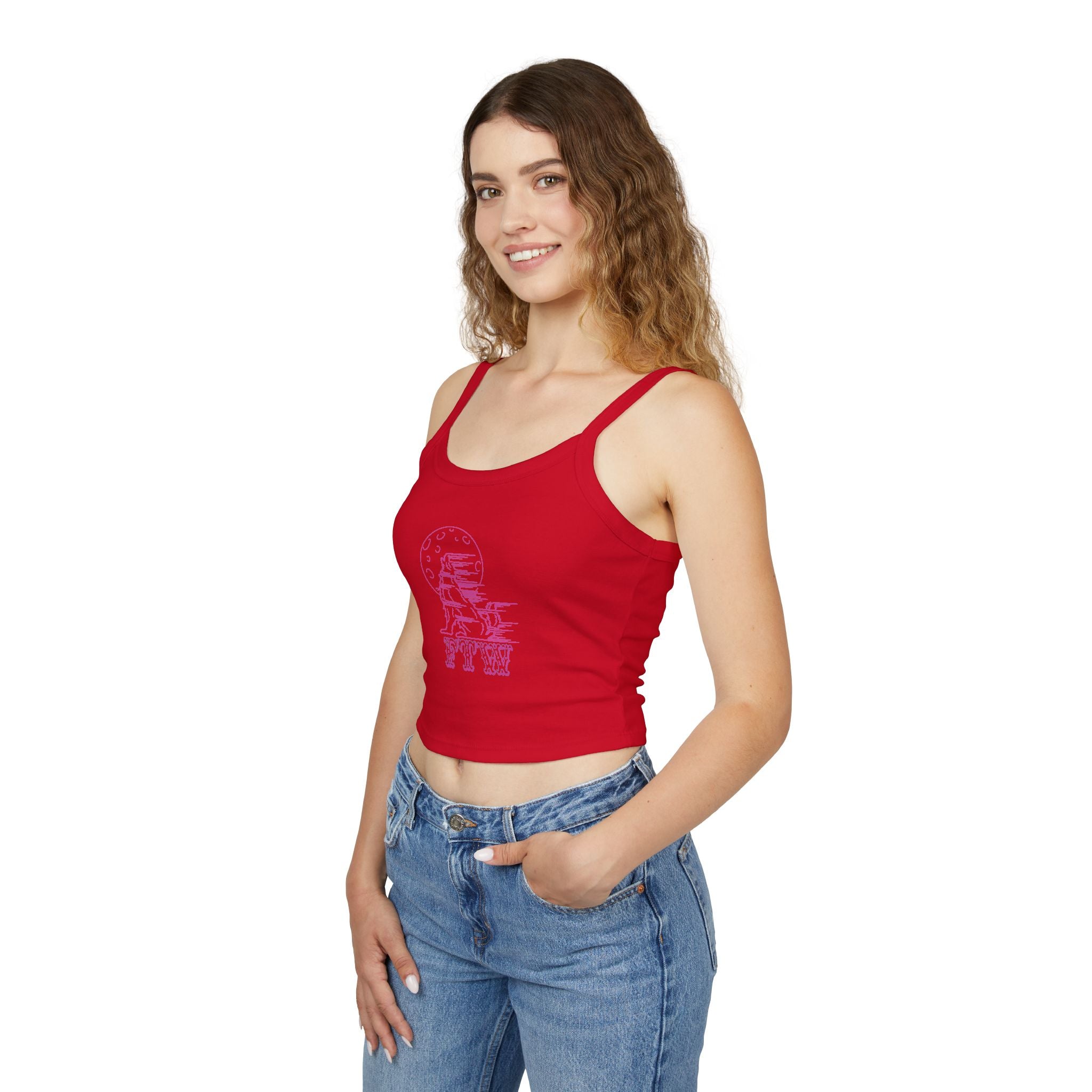 "Stay Hungry" Wolf Head Spaghetti Strap Tank Top