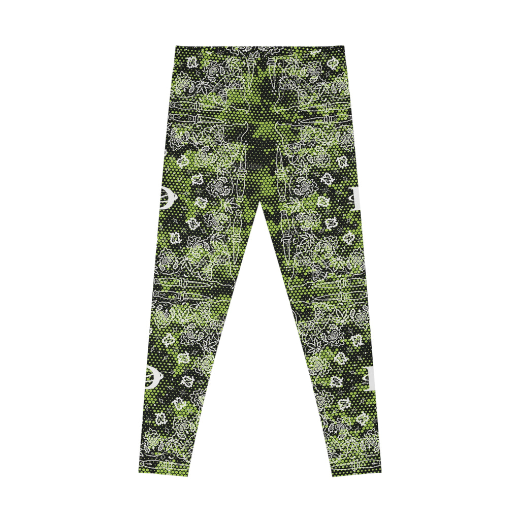 DD Custom Bandana Print W/ Lime Green Hexagon Digital Camo Leggings AOP
