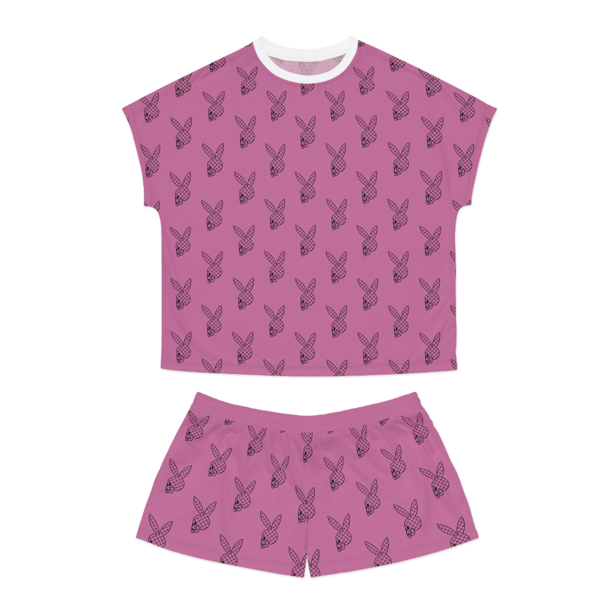 DD Custom Monogram Bunny Skull Women's Pajama Set AOP