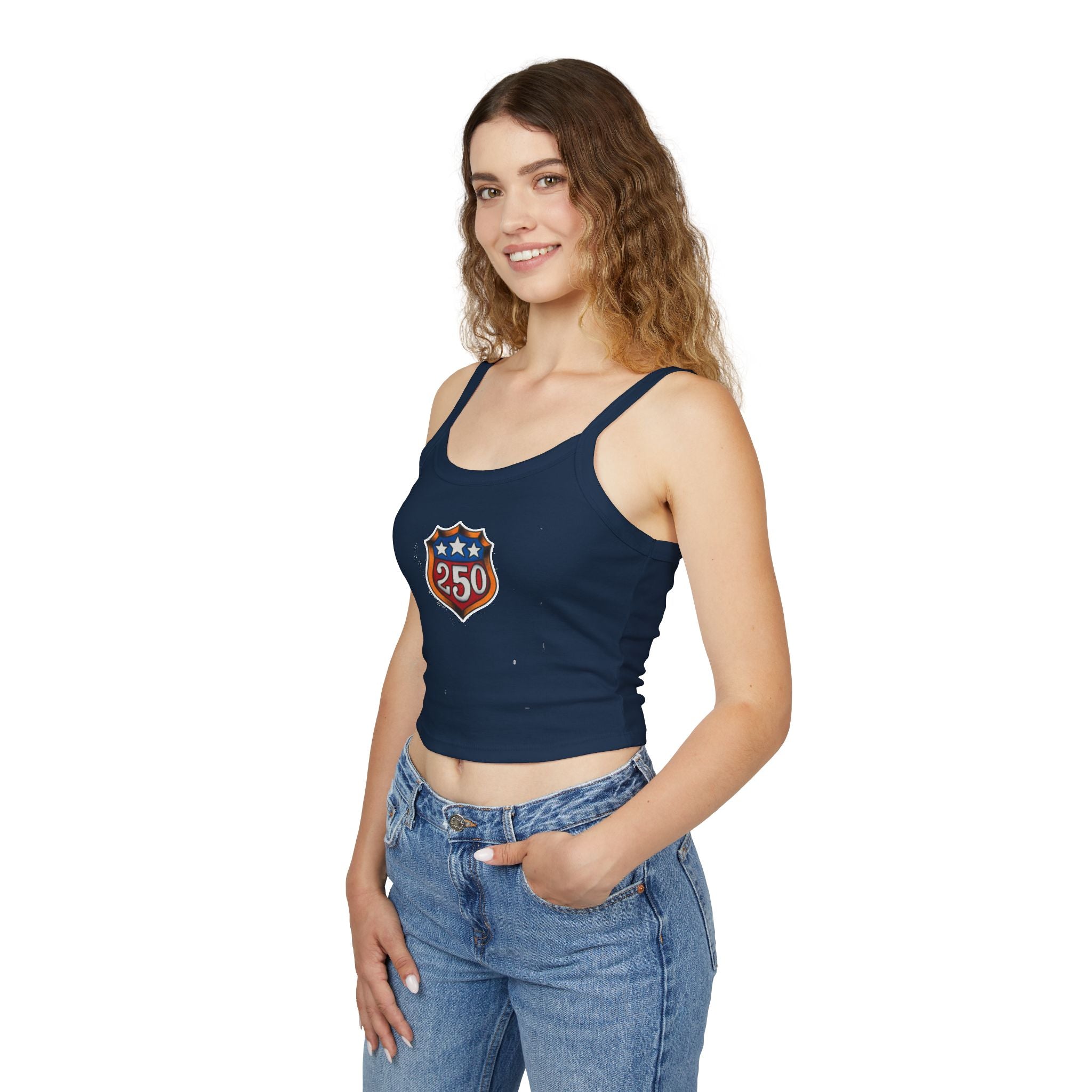 250th Anniversary Shield Tattoo Design Spaghetti Strap Woman's Tank Top