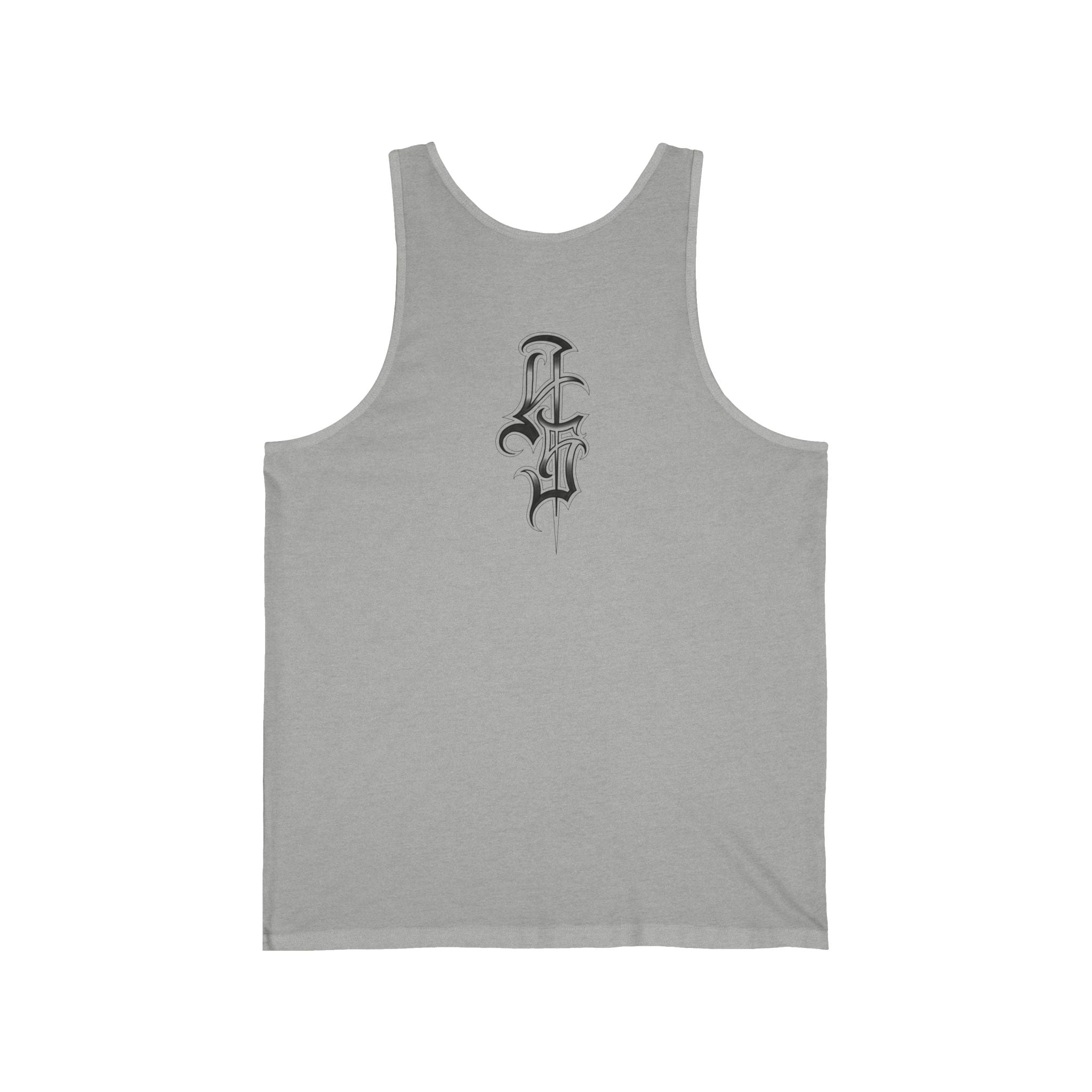 DD Custom Script Lettering W/Gothic Old English Unisex Jersey Tank Top