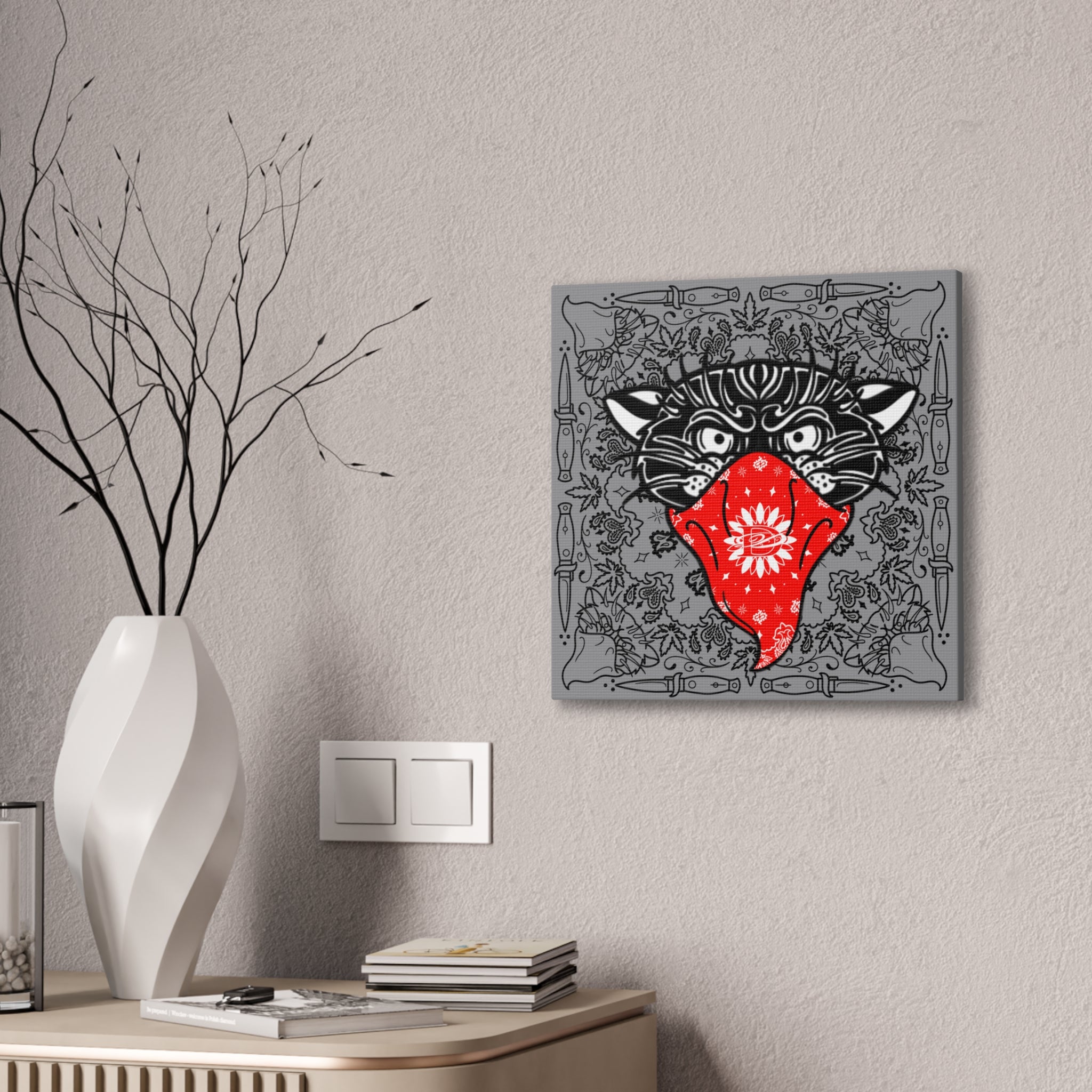 DD Custom Bandana Print Bandito Panther Canvas Wall Art