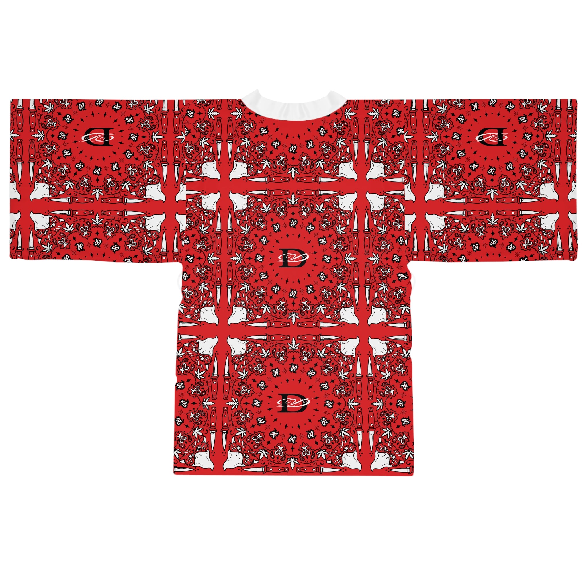 DD Custom Bandana Pattern Long Sleeve Kimono Robe AOP