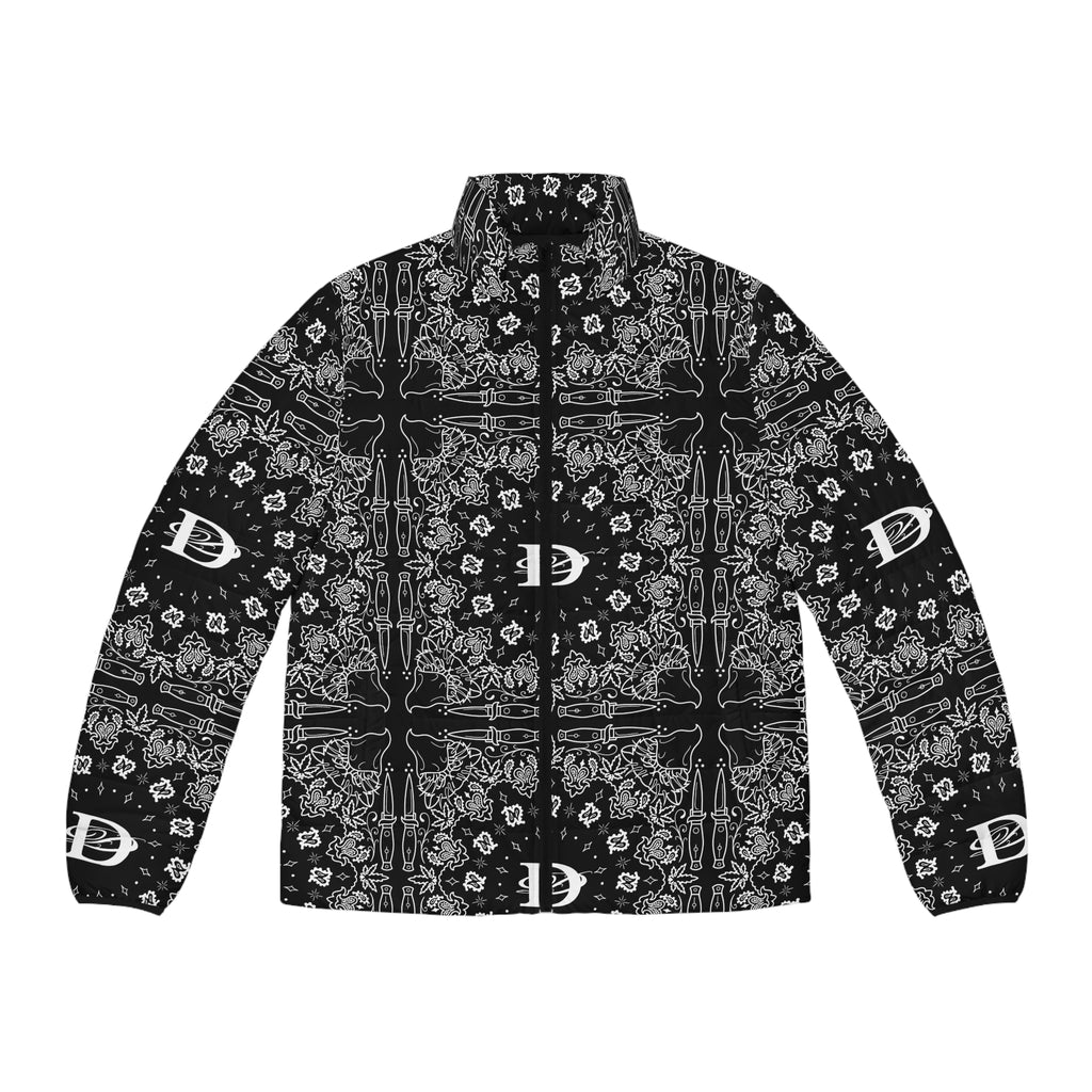 DD Custom Bandana Print Men's Puffer Jacket AOP