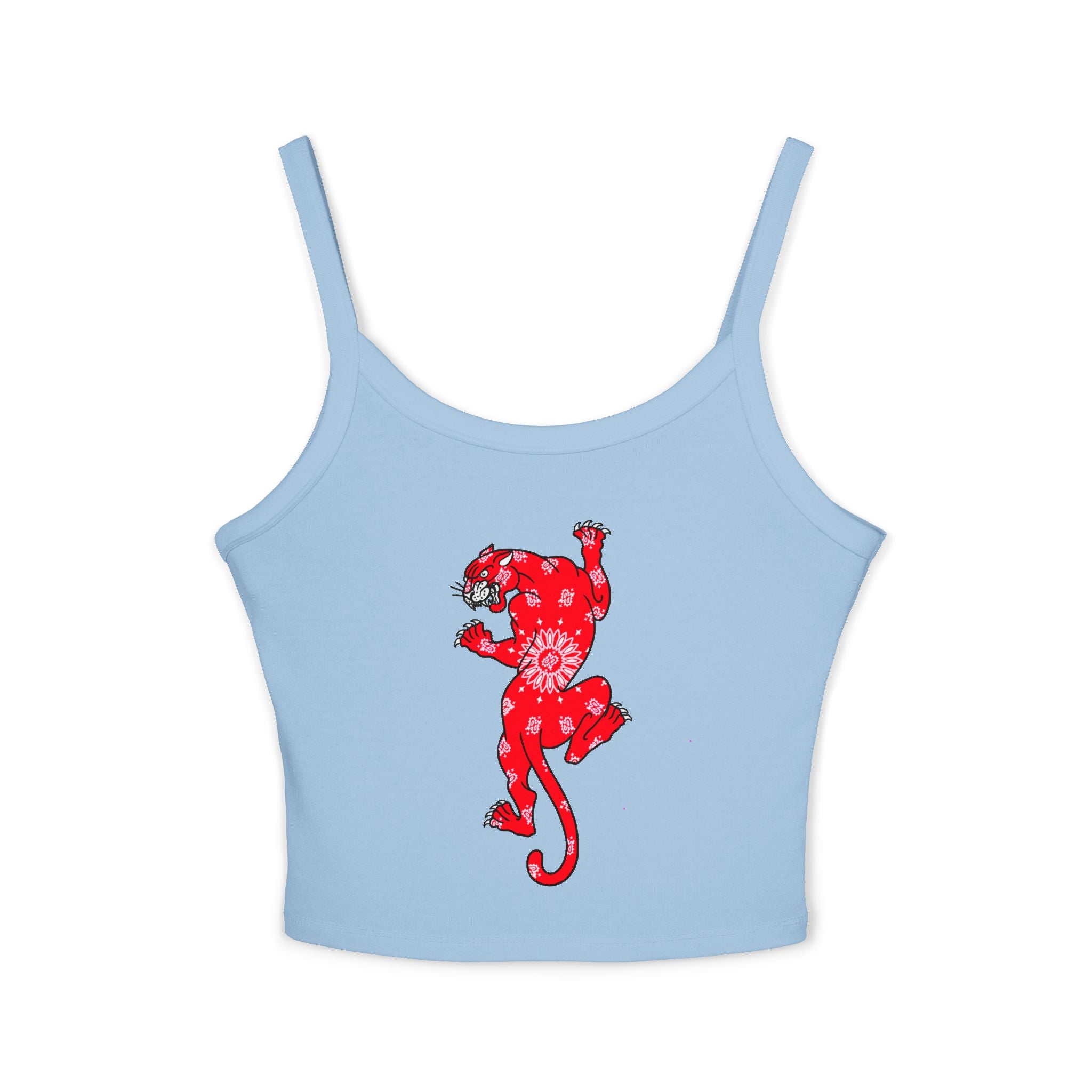 DD Climbing Panther w/Bandana Spaghetti Strap Tank Top