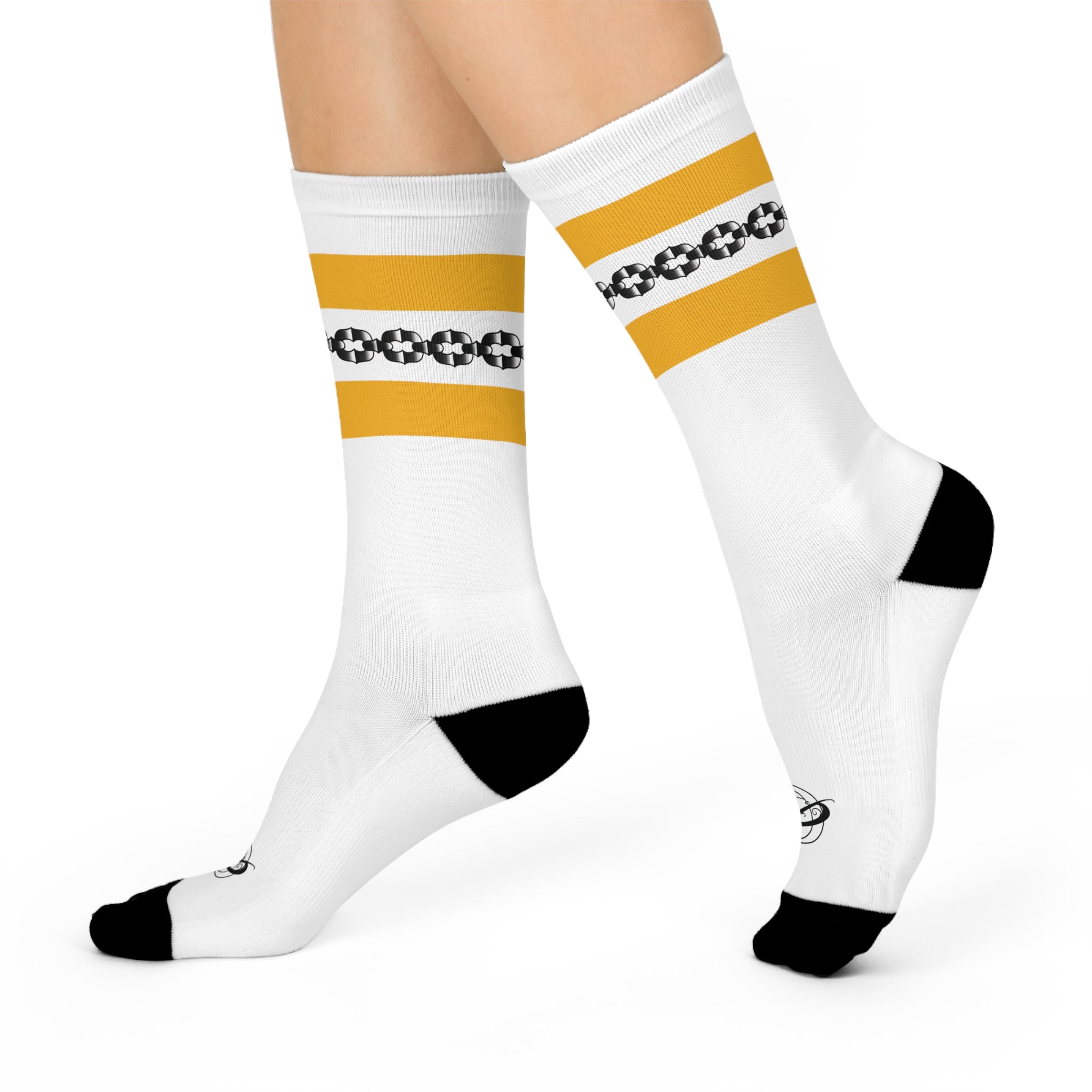 Old School Tube Sock Traditional Tattoo Chain Pattern Crew Socks AOP