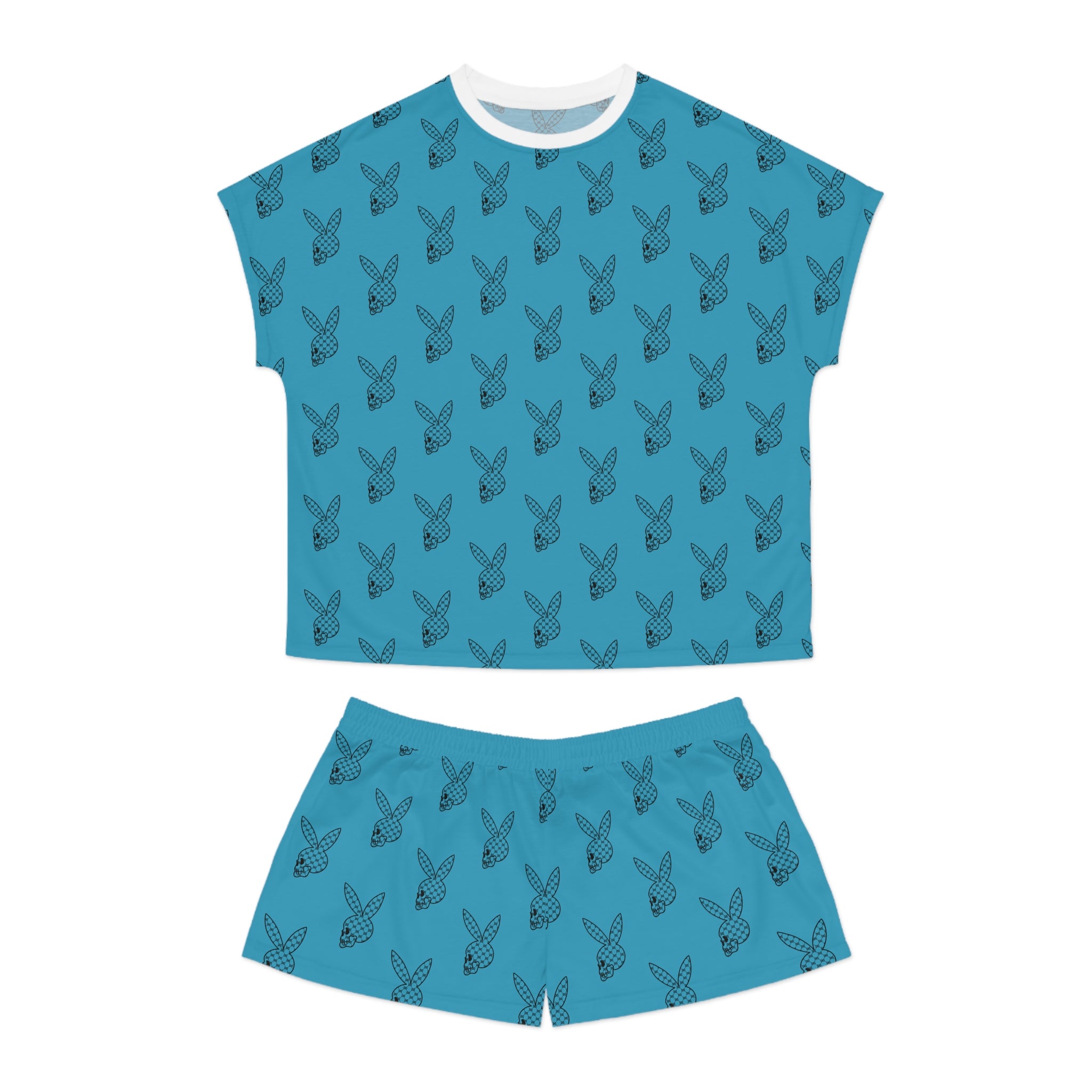 DD Custom Monogram Bunny Skull Women's Pajama Set AOP