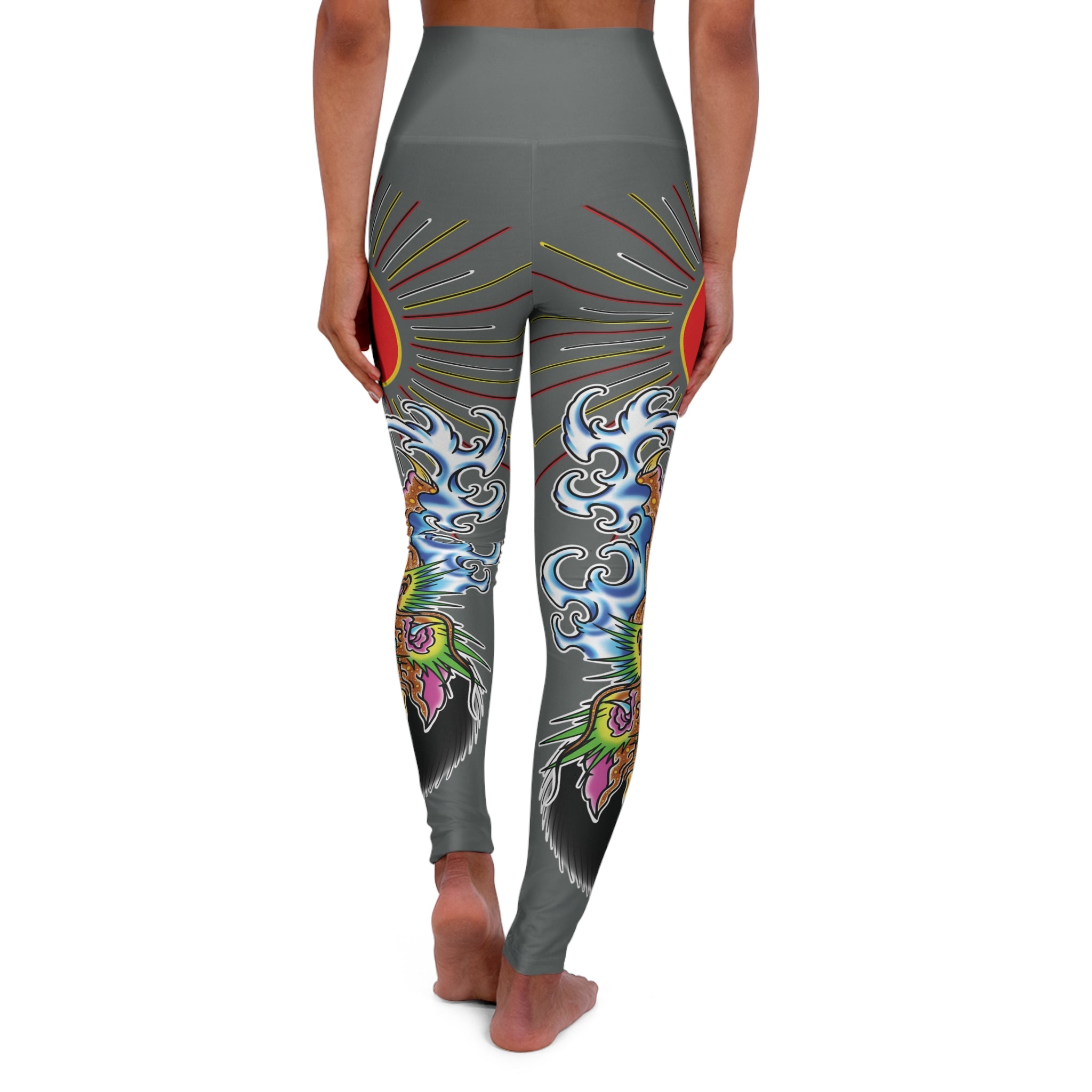 Dragon and Sun Custom Print High Waisted Yoga Leggings (AOP)