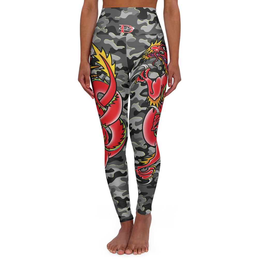 Custom Dragon W/ Urban Camo High Waisted Leggings AOP