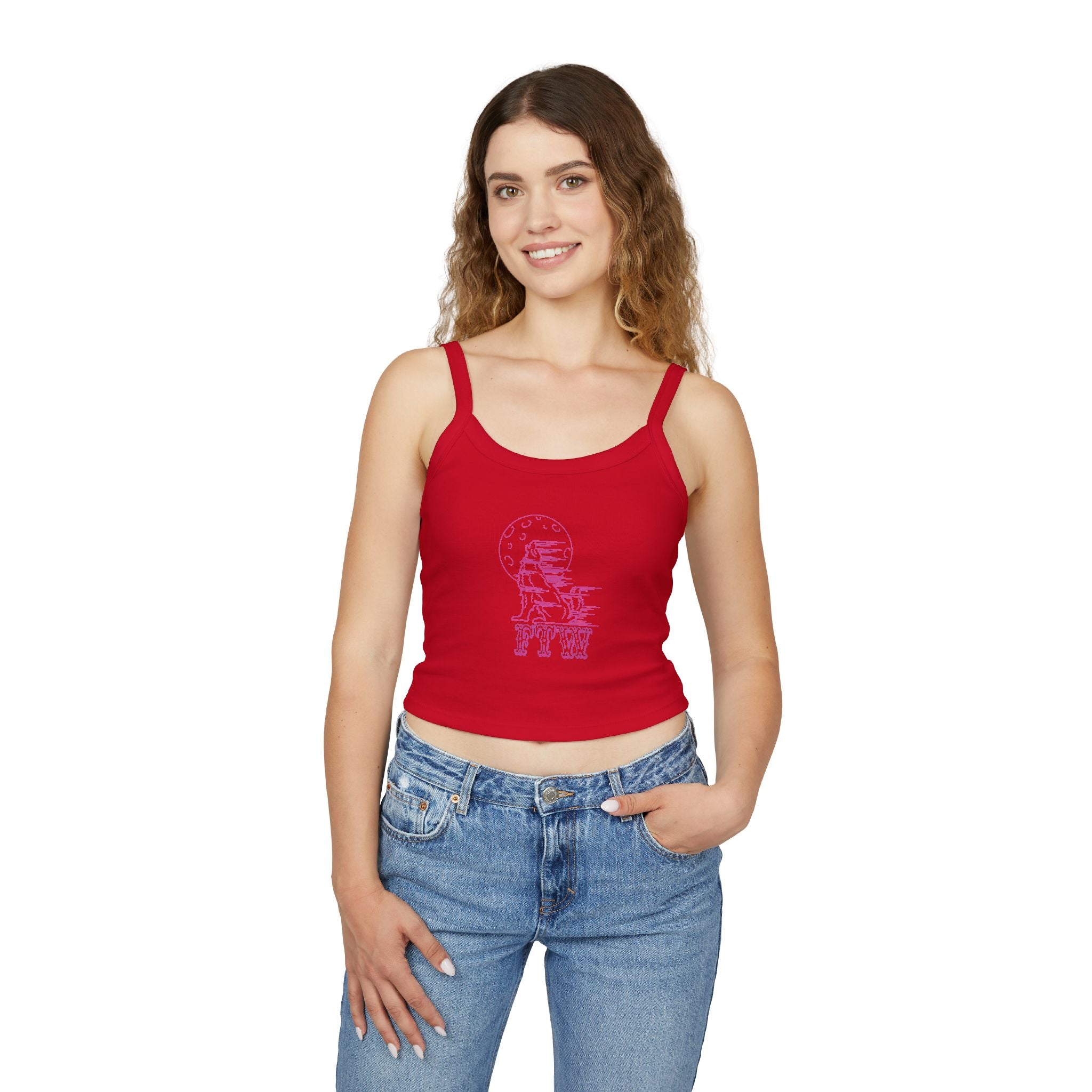 "Stay Hungry" Wolf Head Spaghetti Strap Tank Top