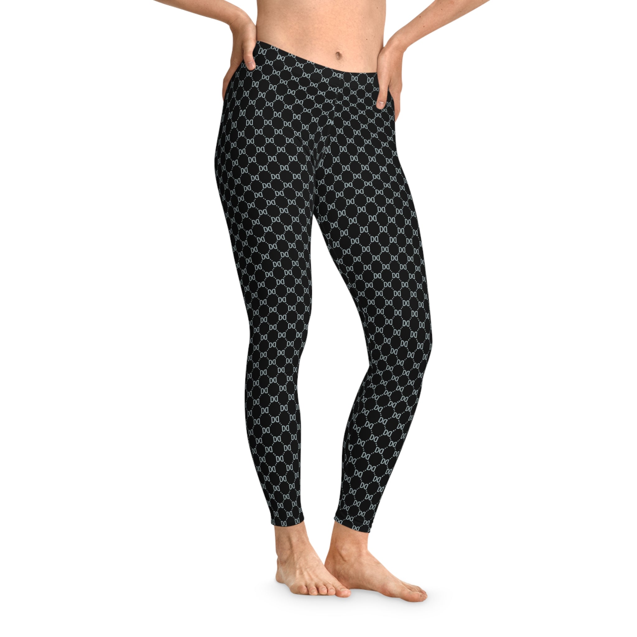 DD Monogram Print | Women's Mid-rise Casual Leggings (AOP), Tattoo, Streetwear, Designer, Fashion