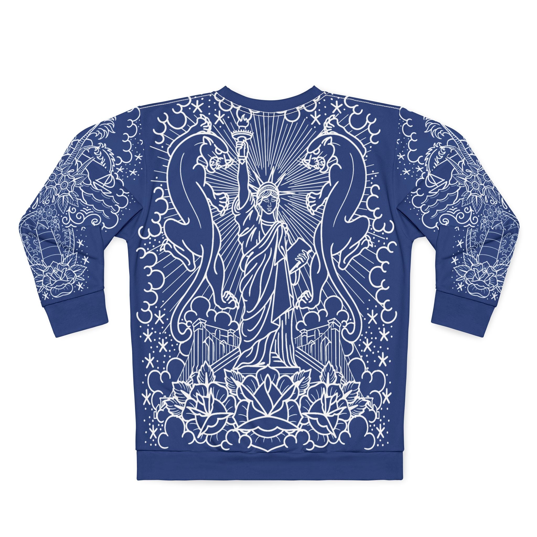 Traditional American Tattoo Body Suit Blueprint Edition Unisex Crewneck Sweatshirt AOP
