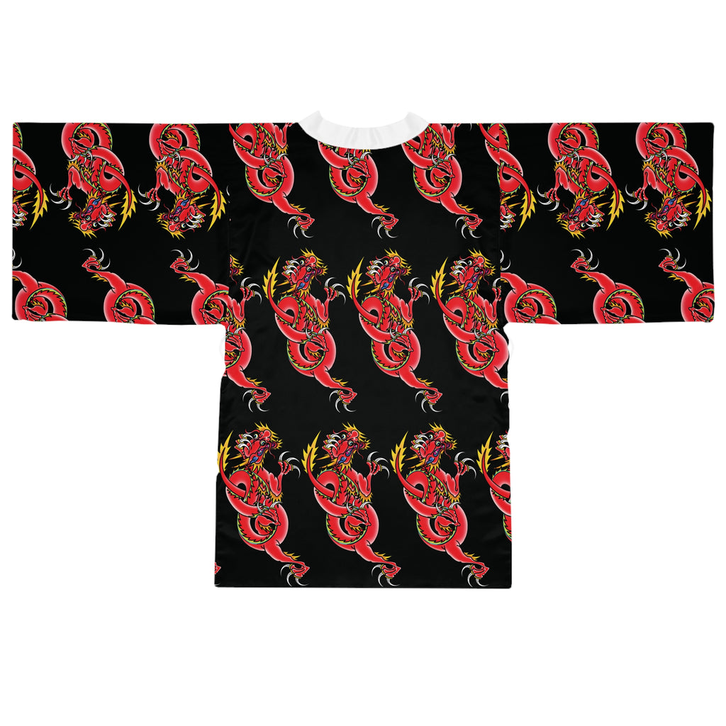 Custom Dragon Pattern Long Sleeve Kimono Robe AOP