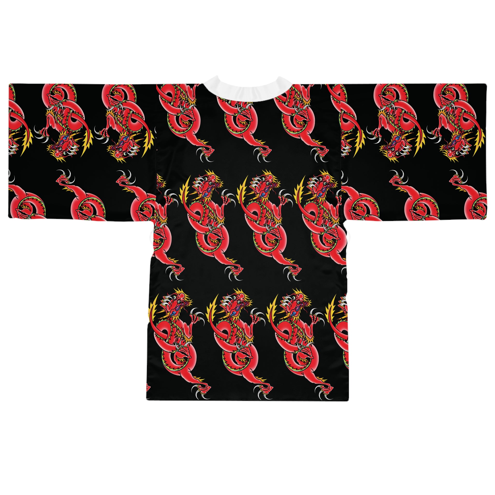 Custom Dragon Pattern Long Sleeve Kimono Robe AOP
