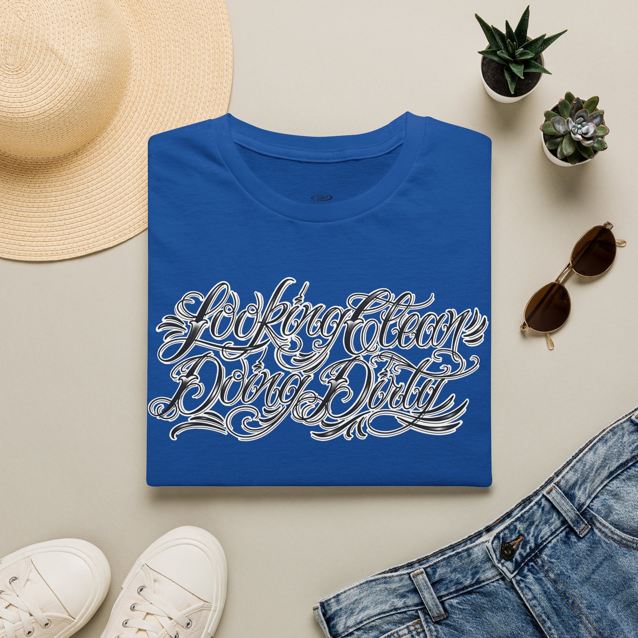 "Looking Clean, Doing Dirty" Tattoo Script Softstyle Unisex T-Shirt