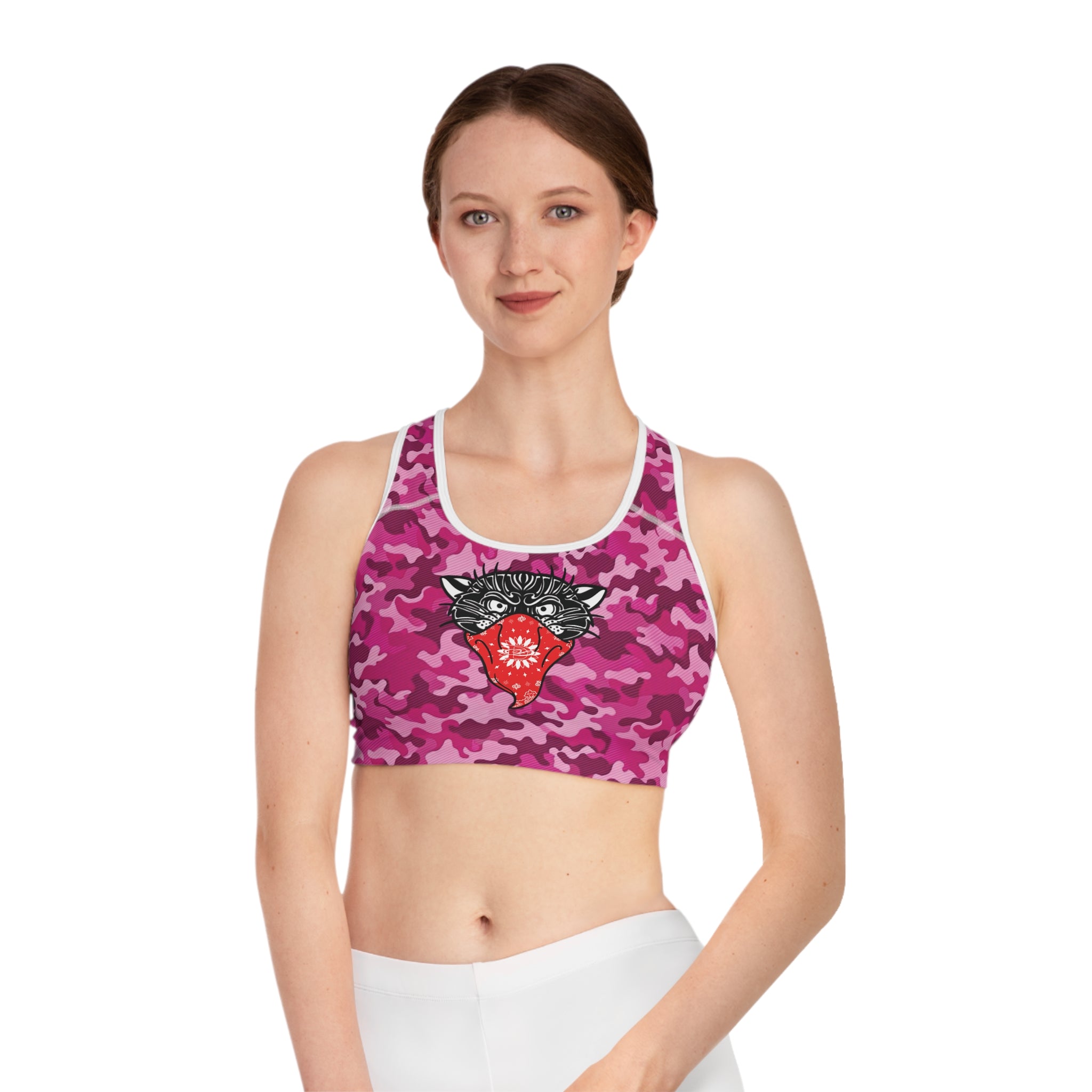 Bandito Panther Pink Camo Sports Bra AOP