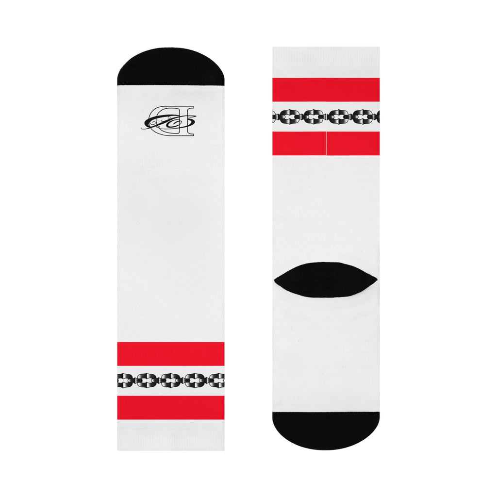 Old School Tube Sock Traditional Tattoo Chain Pattern Crew Socks AOP