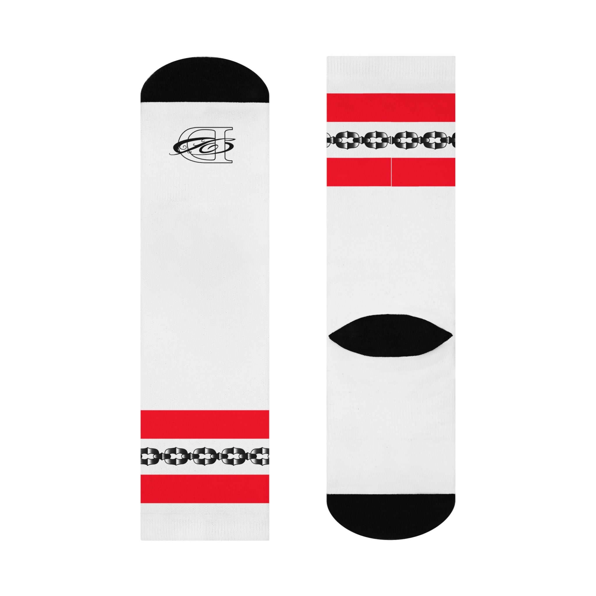 Old School Tube Sock Traditional Tattoo Chain Pattern Crew Socks AOP