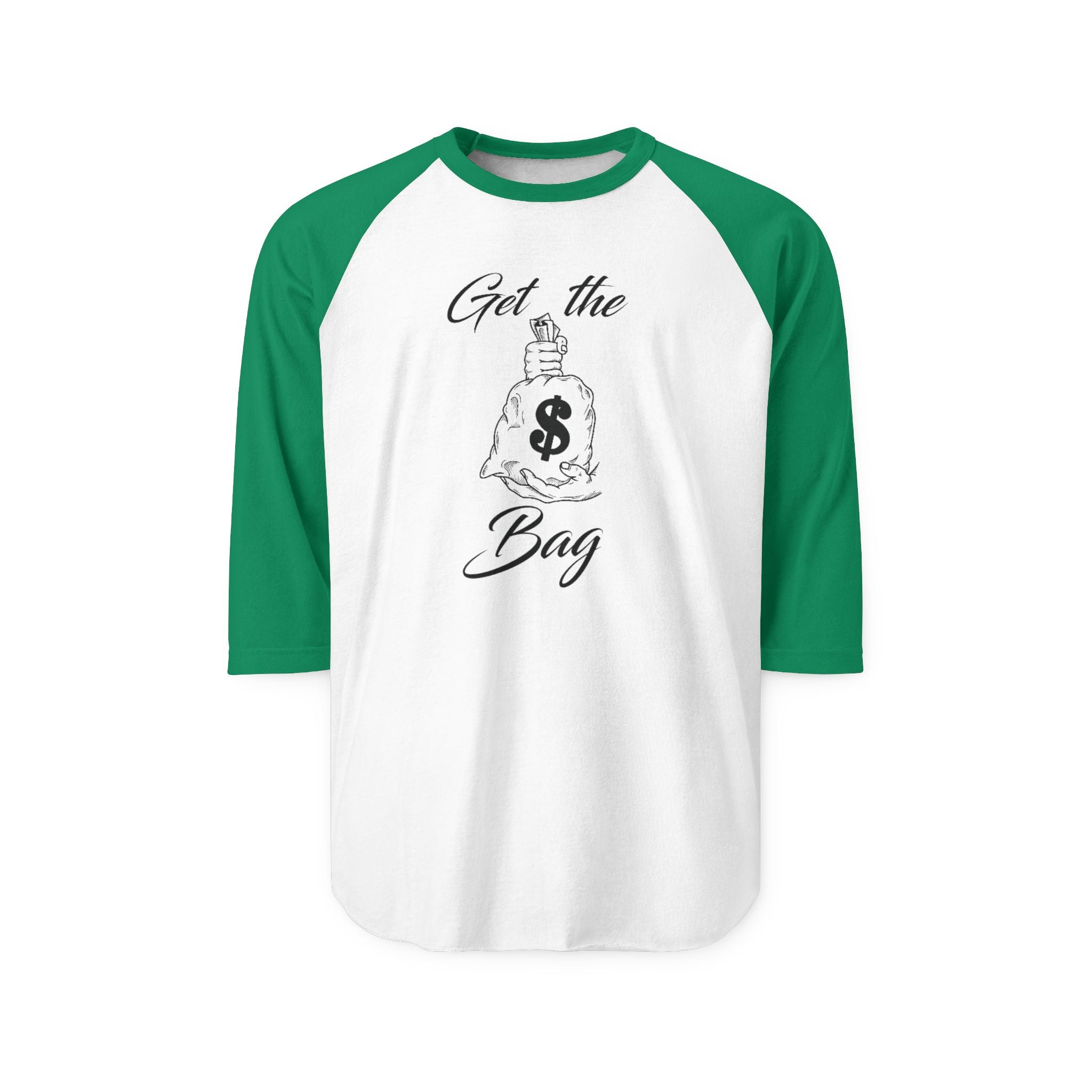 "Get the Bag" Print Unisex Three-Quarter Sleeve Raglan Shirt