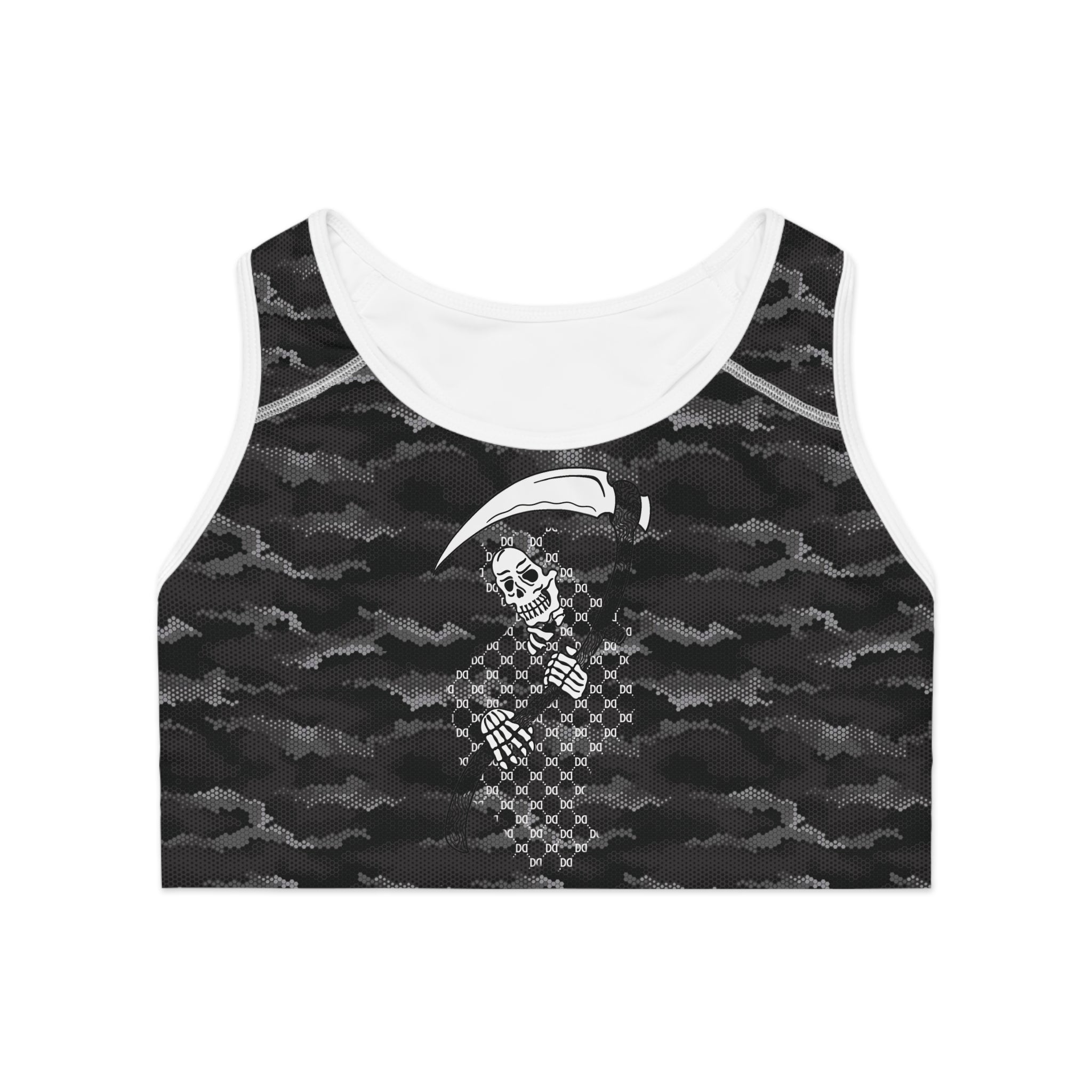 DD Monagram Reaper Digital Hexagon Urban Camo Sports Bra AOP