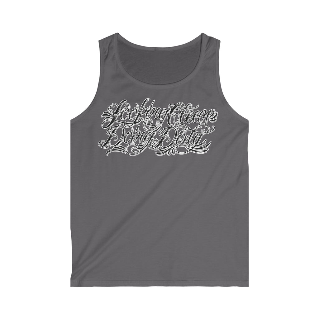 "Looking Clean, Doing Dirty" Tattoo Script Tank Top