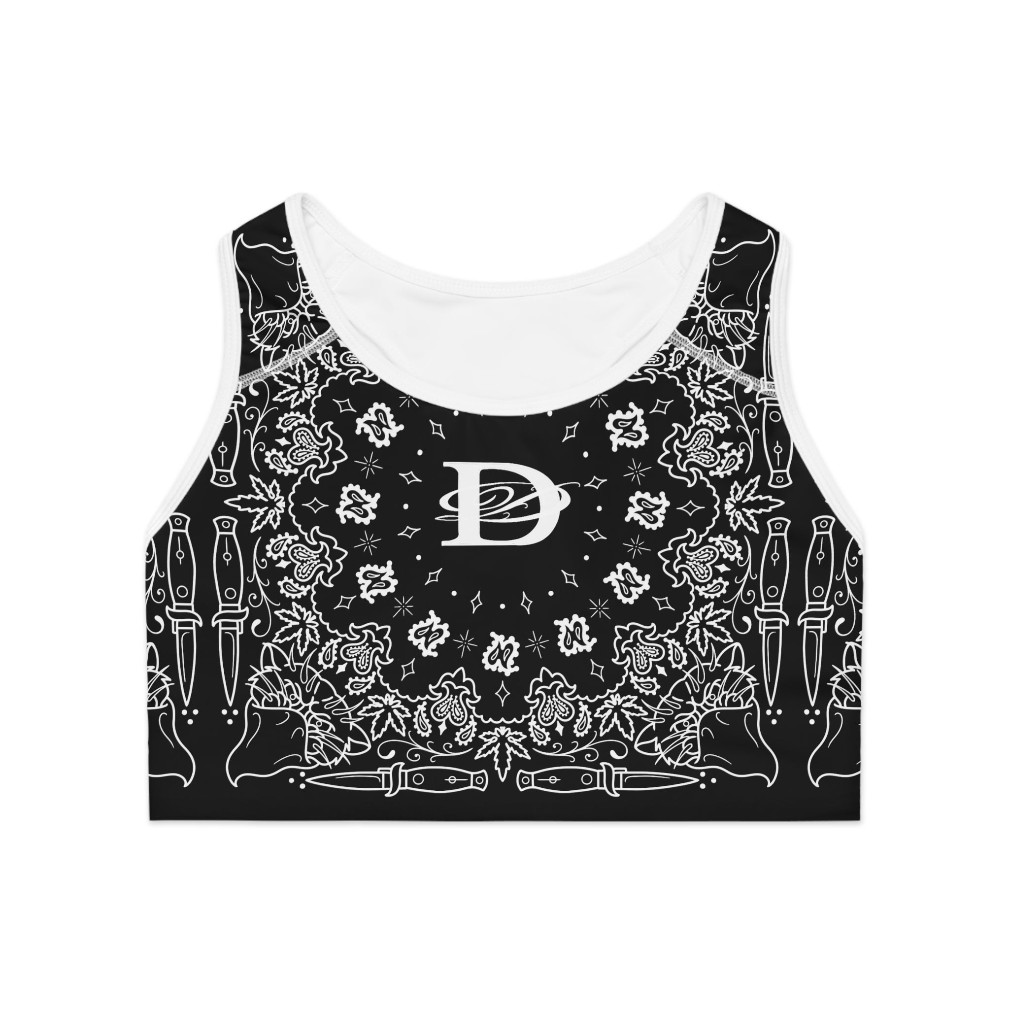 DD Custom Bandana Print  Sports Bra AOP