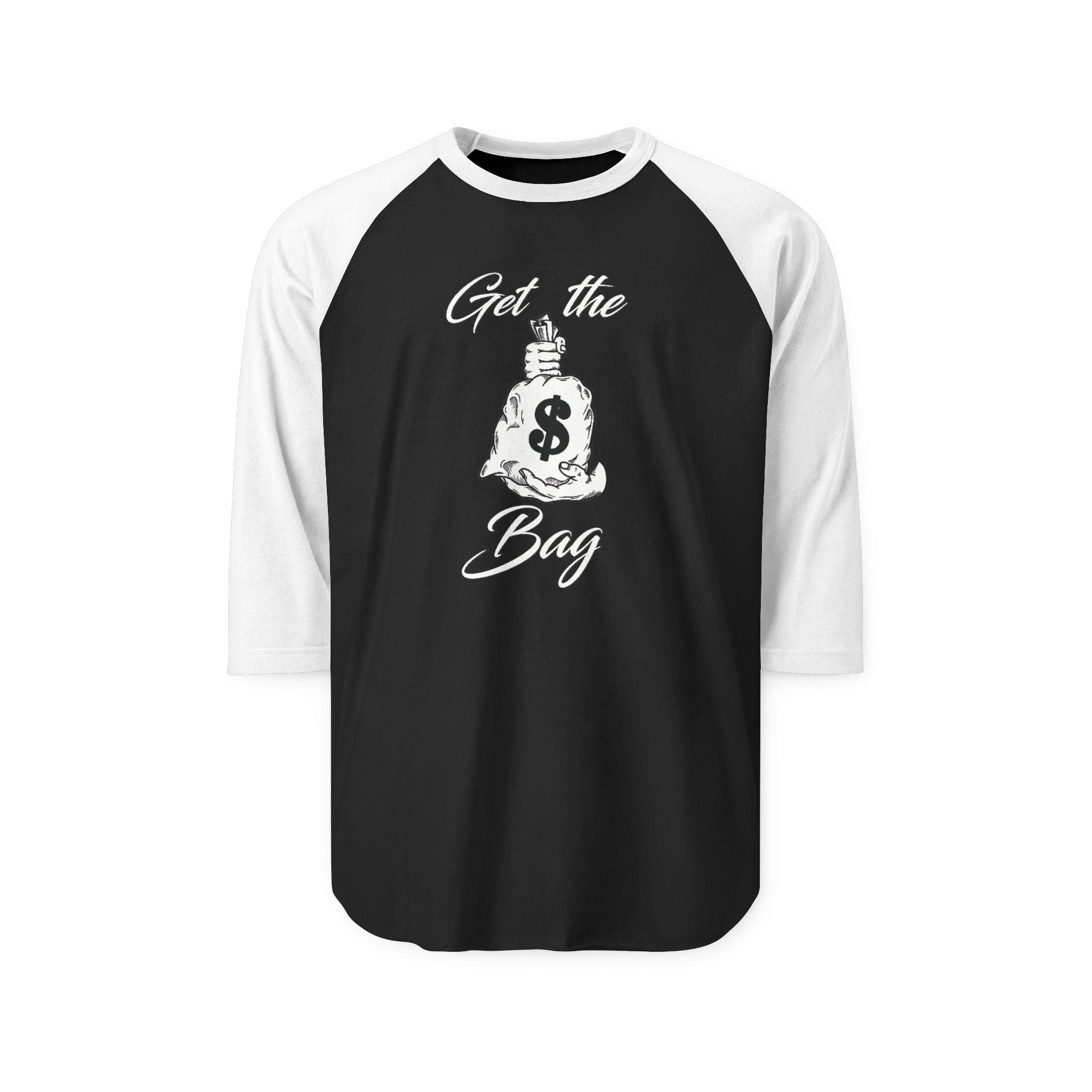 "Get the Bag" Print Unisex Three-Quarter Sleeve Raglan Shirt