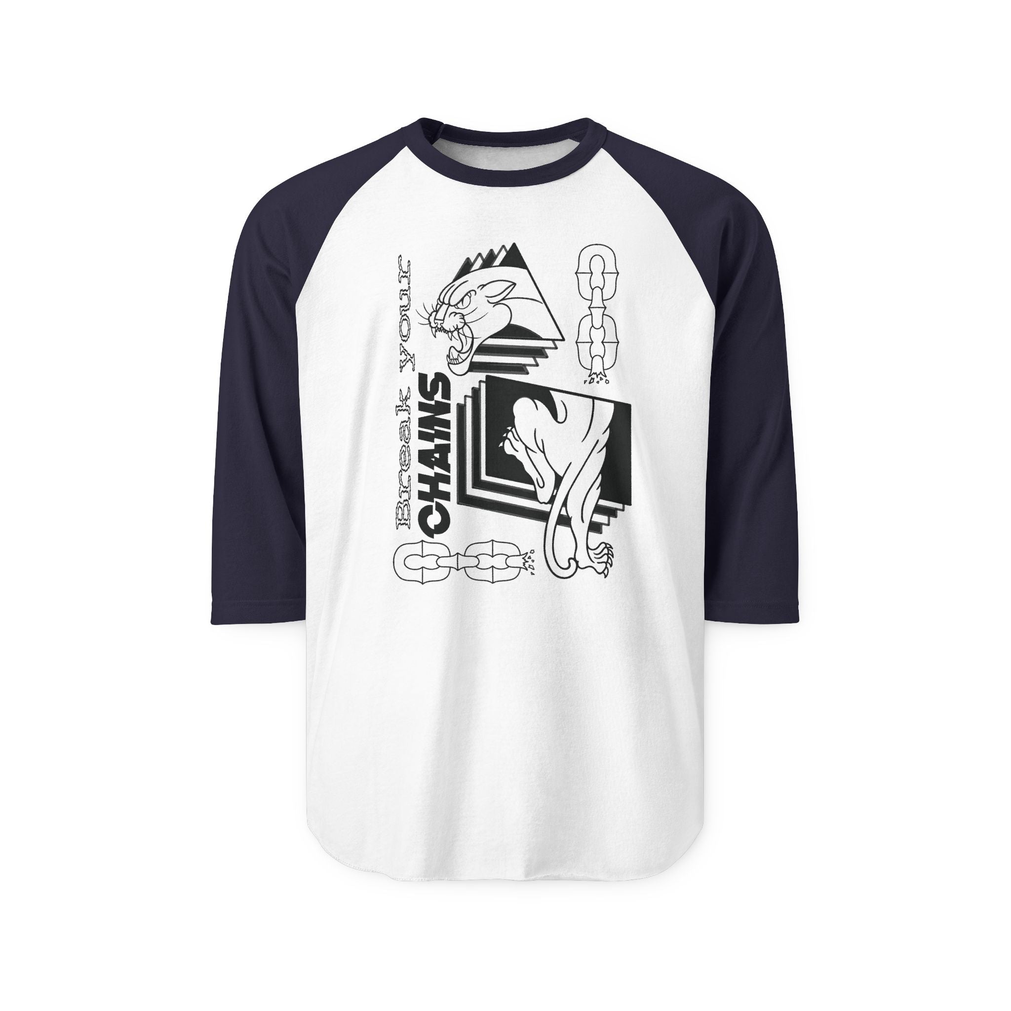 "Break Your Chains" Panther Print Unisex Three-Quarter Sleeve Raglan Shirt