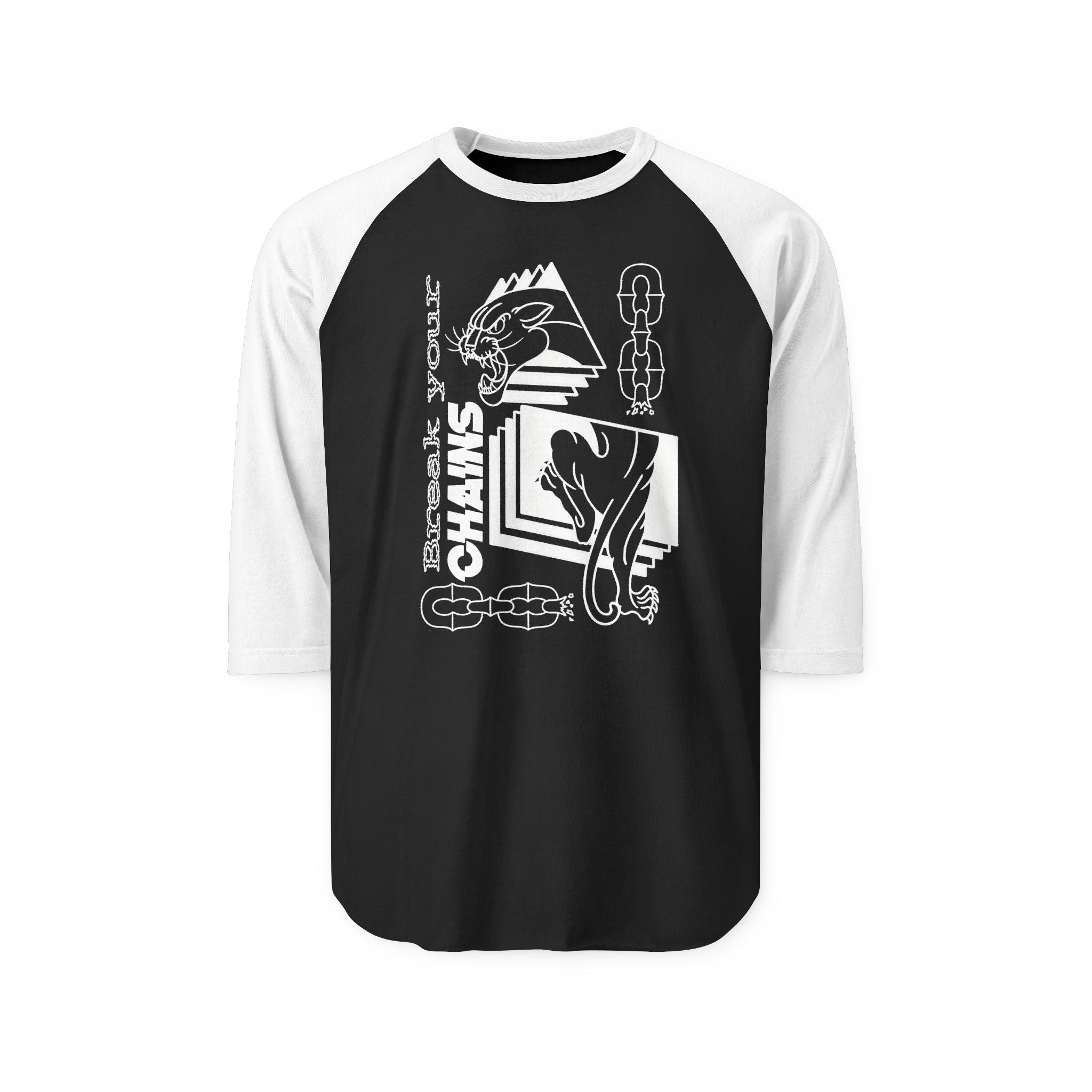 "Break Your Chains" Panther Print Unisex Three-Quarter Sleeve Raglan Shirt