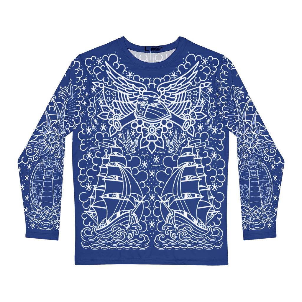 Traditional American Tattoo Body Suit Blueprint Edition Unisex Longsleeve T-Shirt AOP