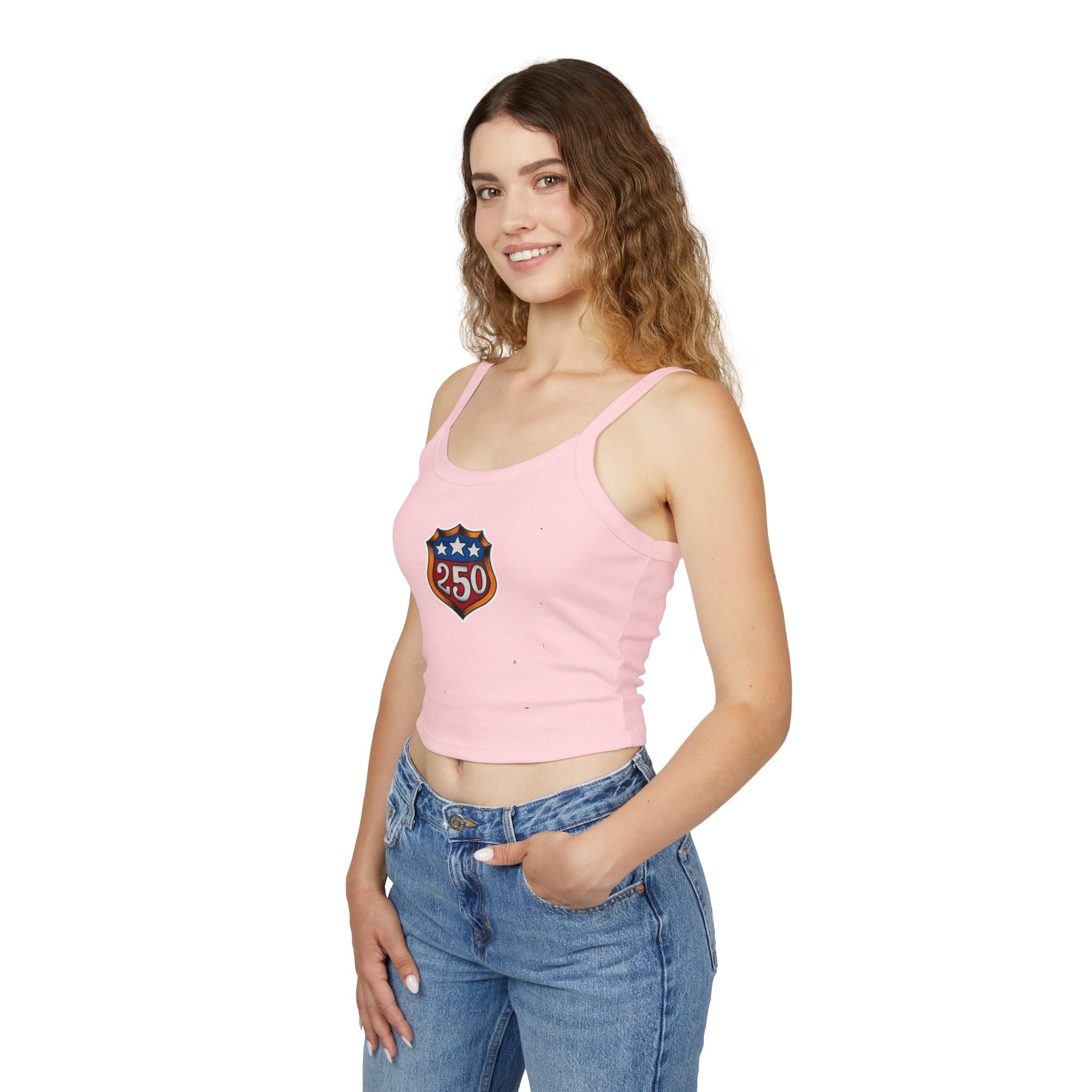 250th Anniversary Shield Tattoo Design Spaghetti Strap Woman's Tank Top