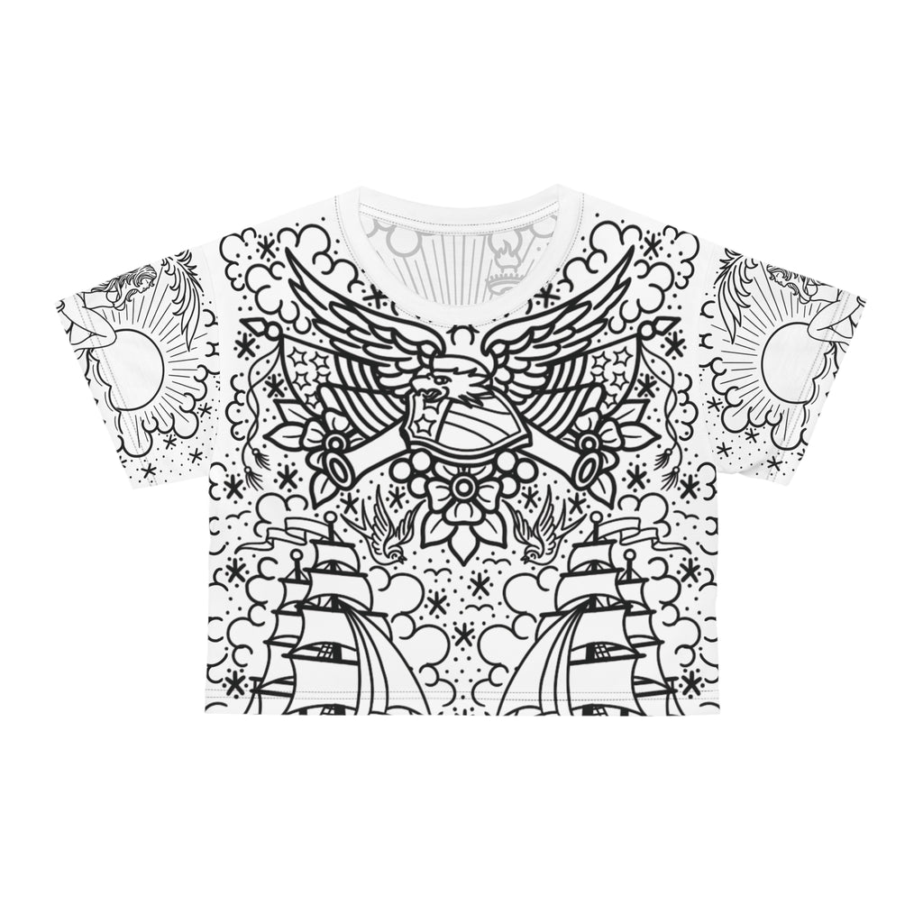 American Traditional Tattoo Body Suit Women's Crop Tee AOP