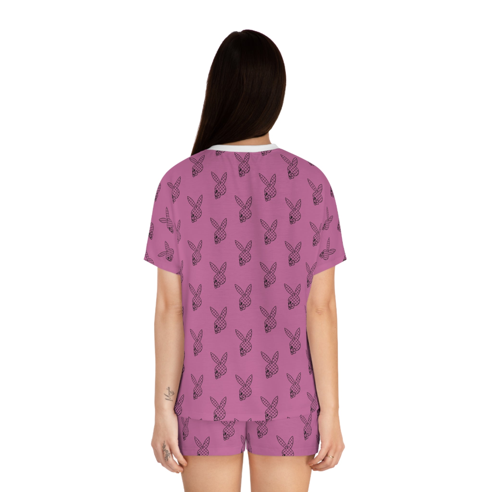 DD Custom Monogram Bunny Skull Women's Pajama Set AOP