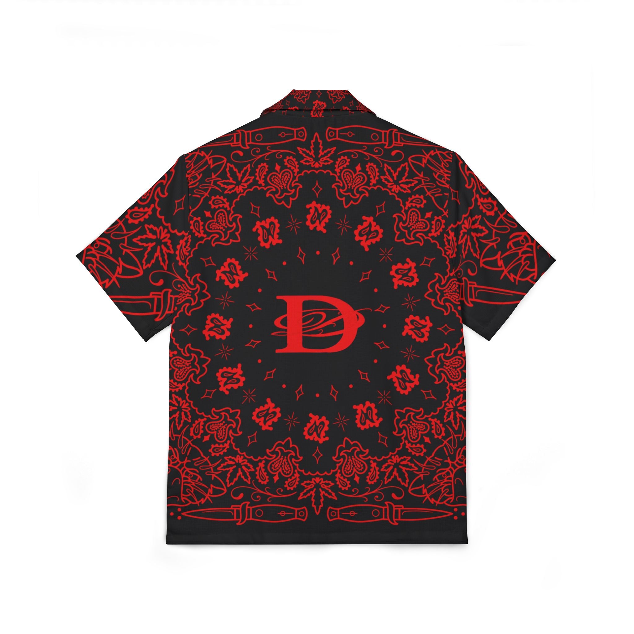 DD Custom Bandana Print Hawaiian Camp Shirt, Summer Fashion, Beachwear, Vacation Attire, Tropical Shirt, Unisex Summer Style
