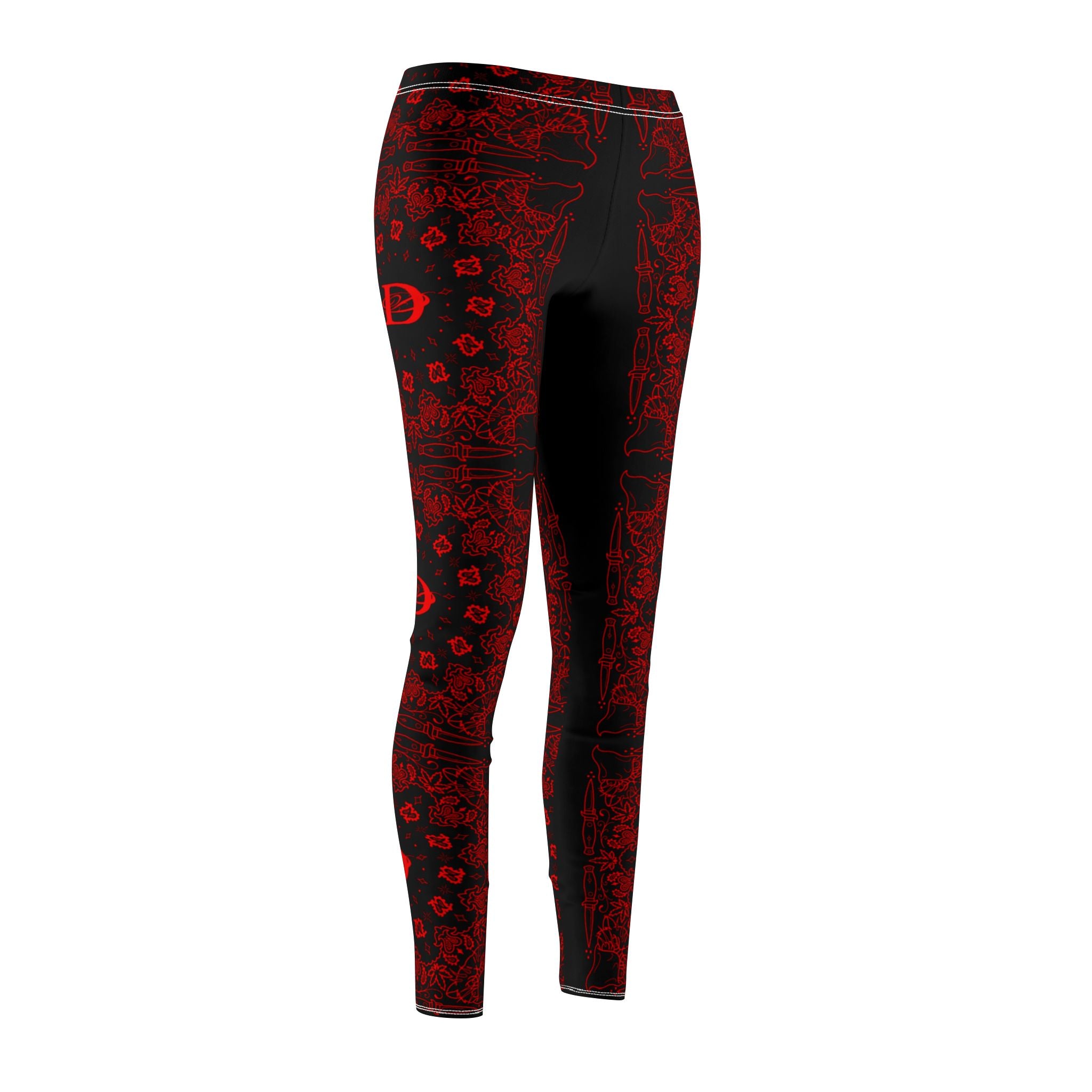 DD Custom Bandana Print | Women's Mid-rise Casual Leggings (AOP), Tattoo, Streetwear, Designer, Fashion, Bandana