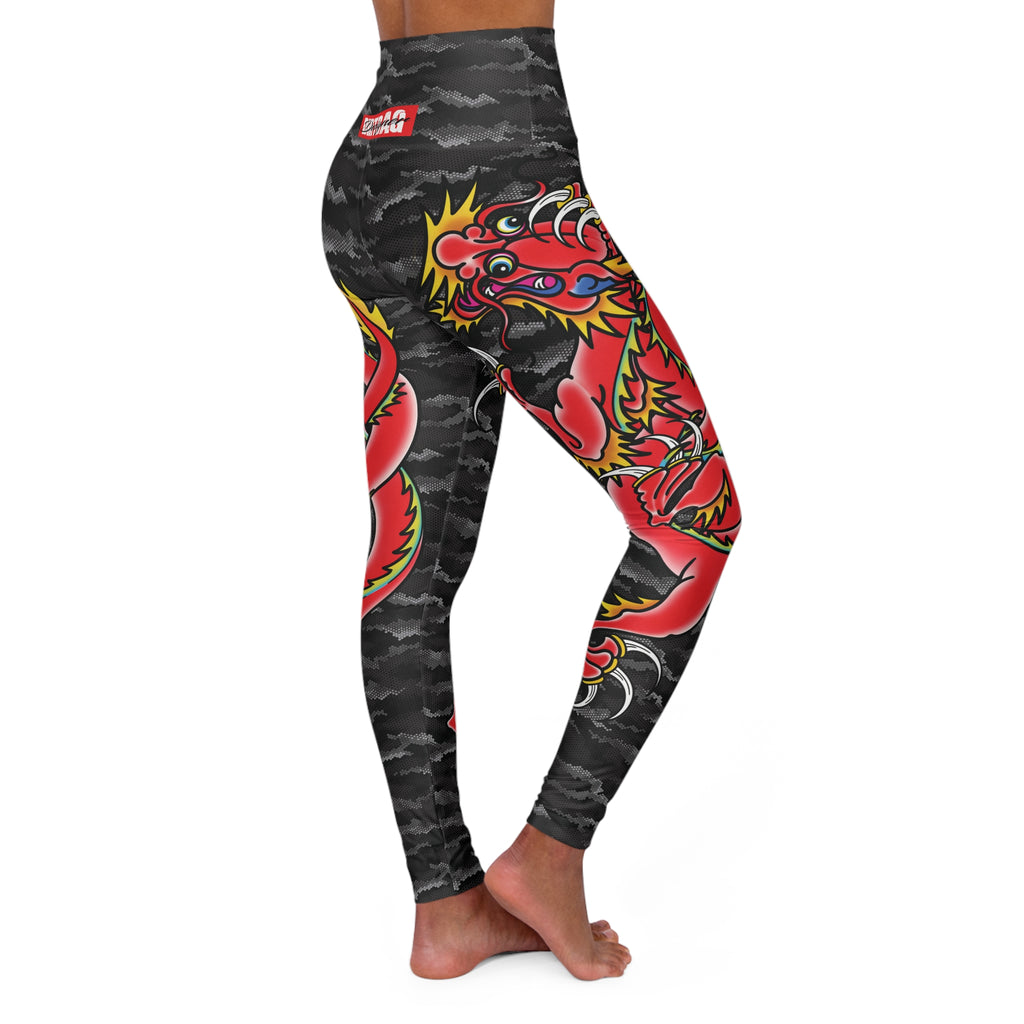 Custom Dragon W/ Urban Hexagon Camo High Waisted Leggings AOP