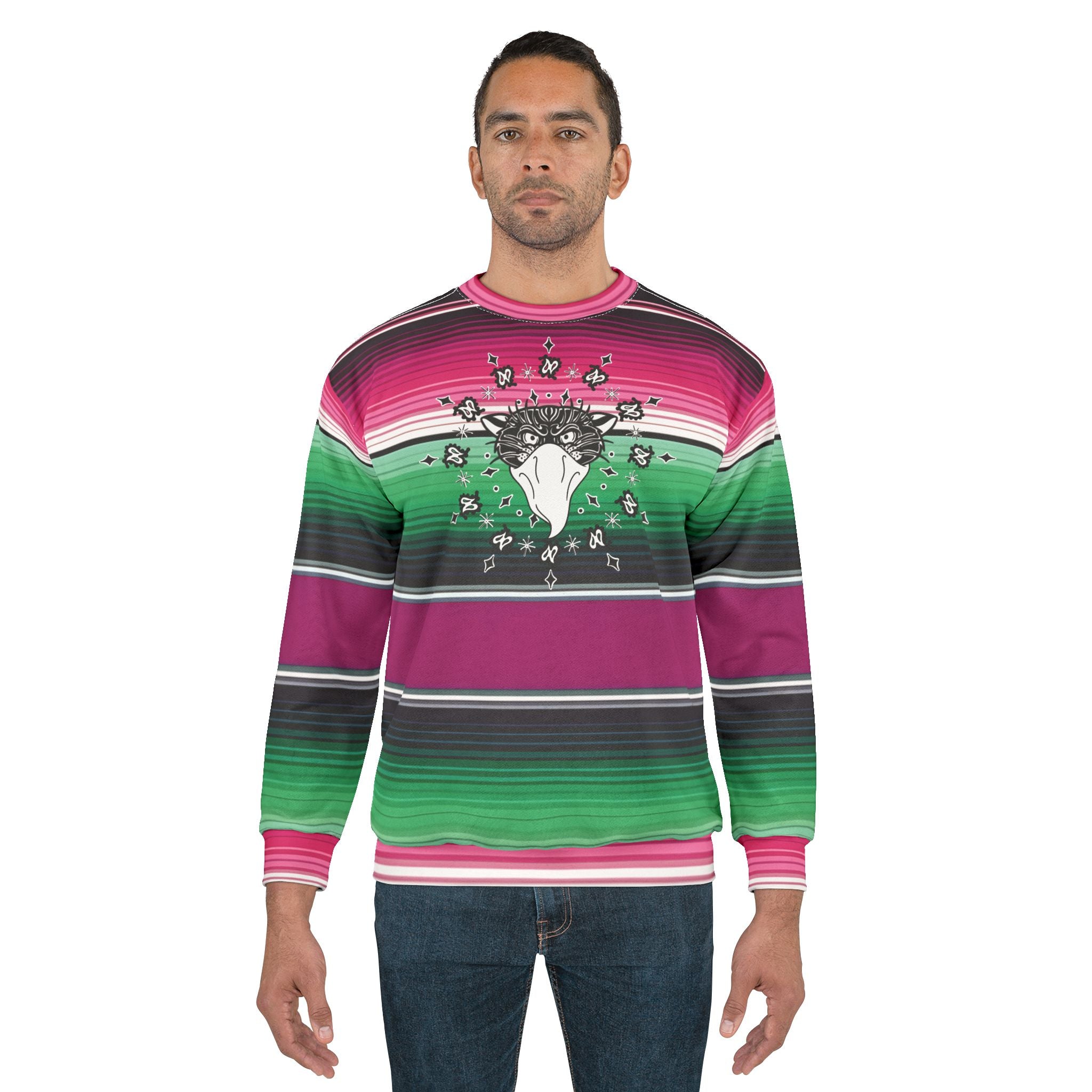 Bandito Panther Paisley Print Serape Unisex Sweatshirt AOP