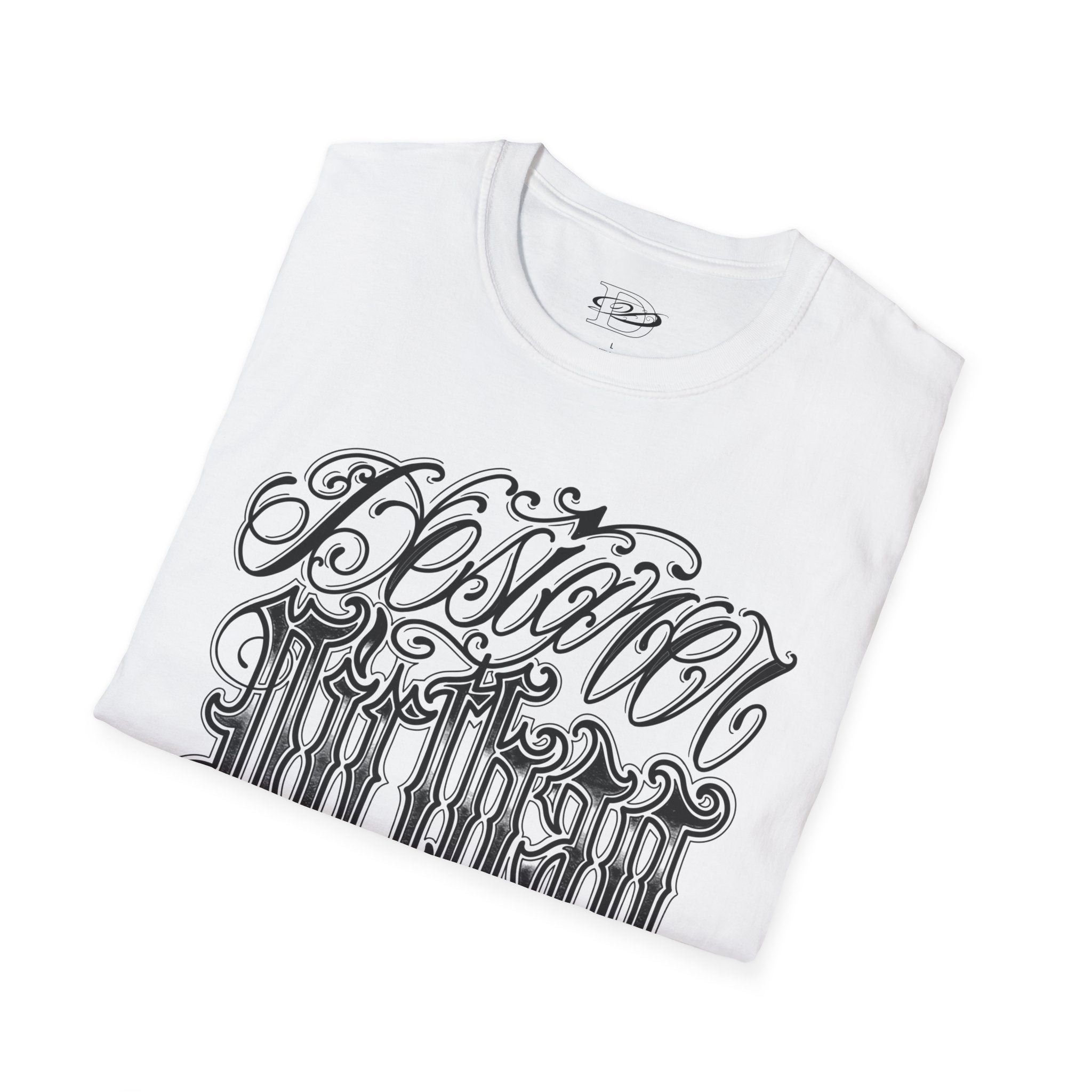 DD Custom Script Lettering w/Gothic Old English Unisex Softstyle T-Shirt