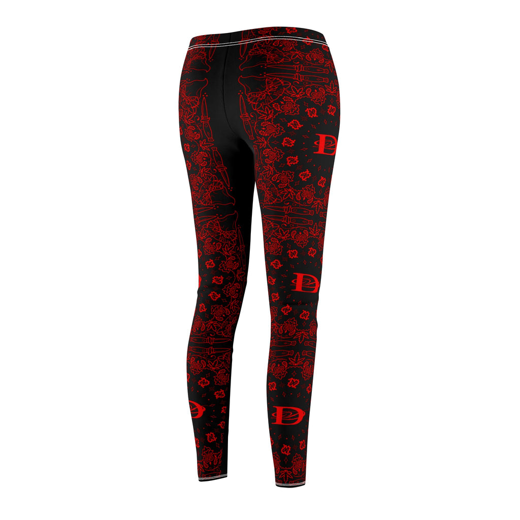 DD Custom Bandana Print | Women's Mid-rise Casual Leggings (AOP), Tattoo, Streetwear, Designer, Fashion, Bandana
