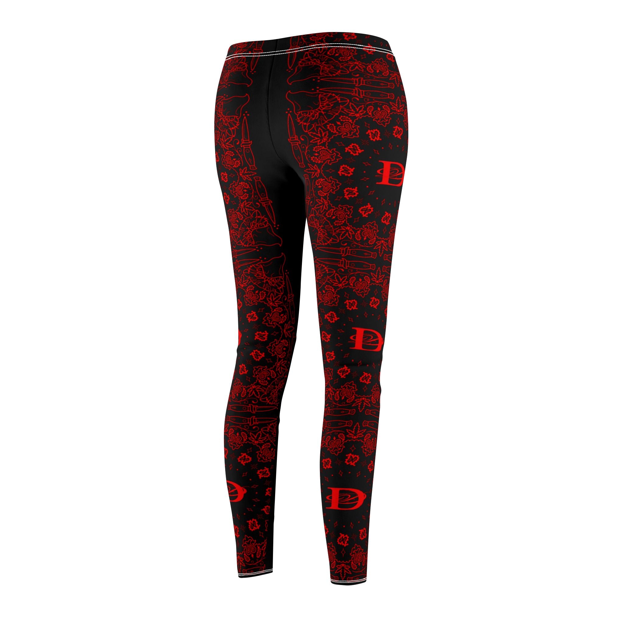 DD Custom Bandana Print | Women's Mid-rise Casual Leggings (AOP), Tattoo, Streetwear, Designer, Fashion, Bandana