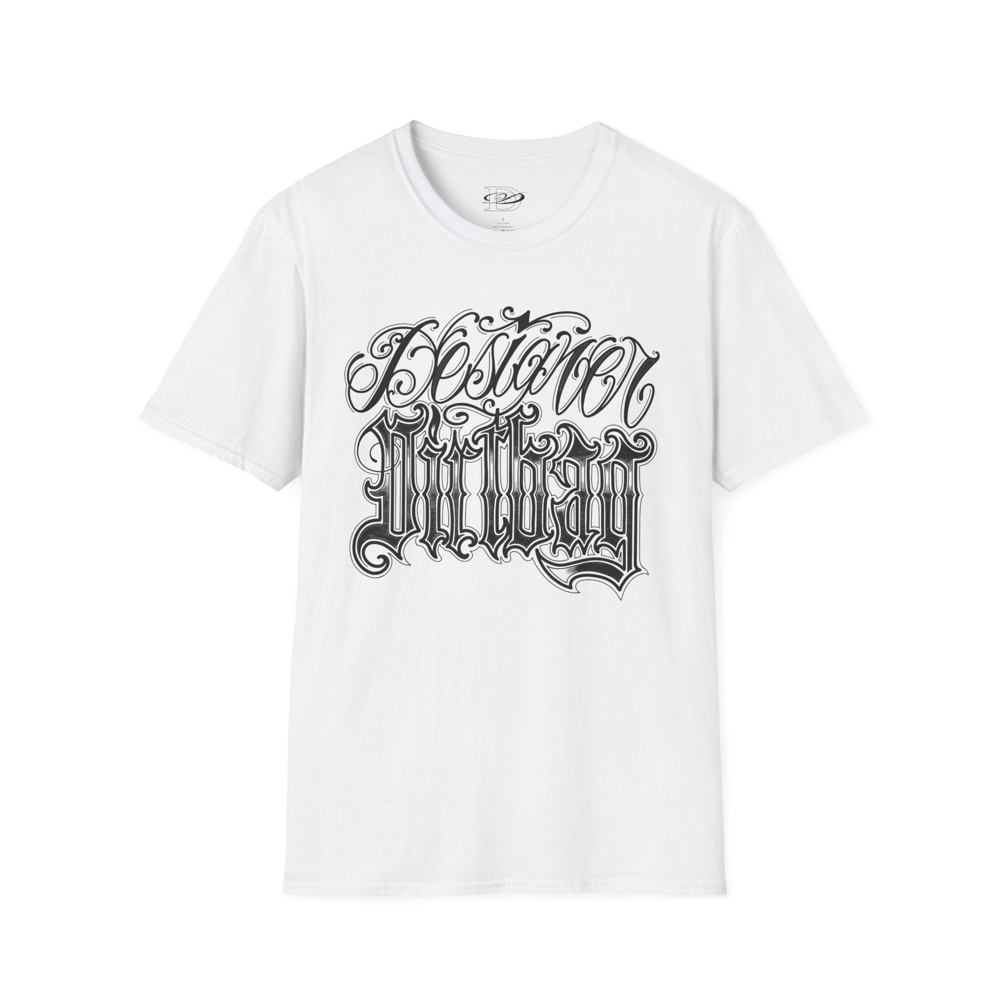 DD Custom Script Lettering w/Gothic Old English Unisex Softstyle T-Shirt