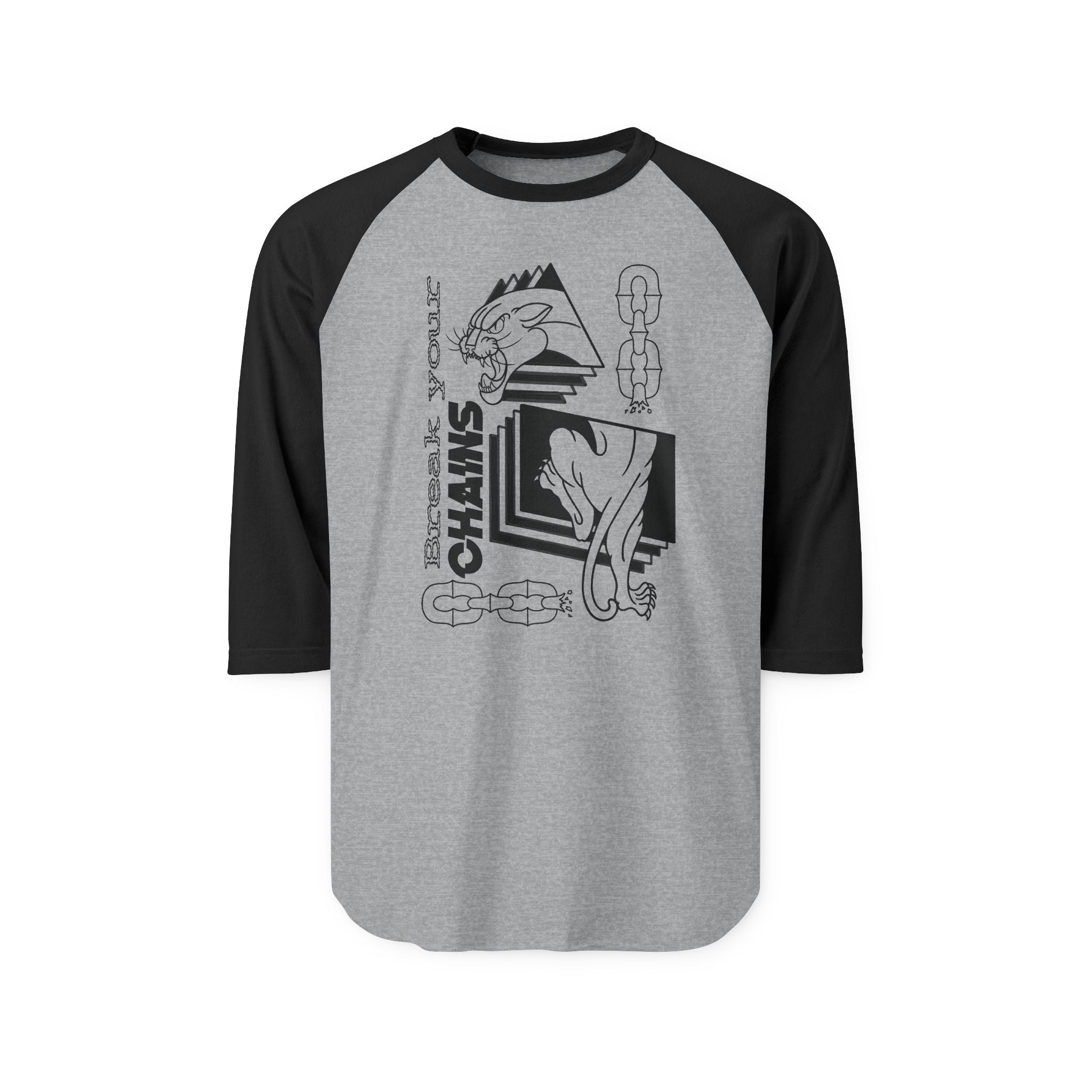 "Break Your Chains" Panther Print Unisex Three-Quarter Sleeve Raglan Shirt