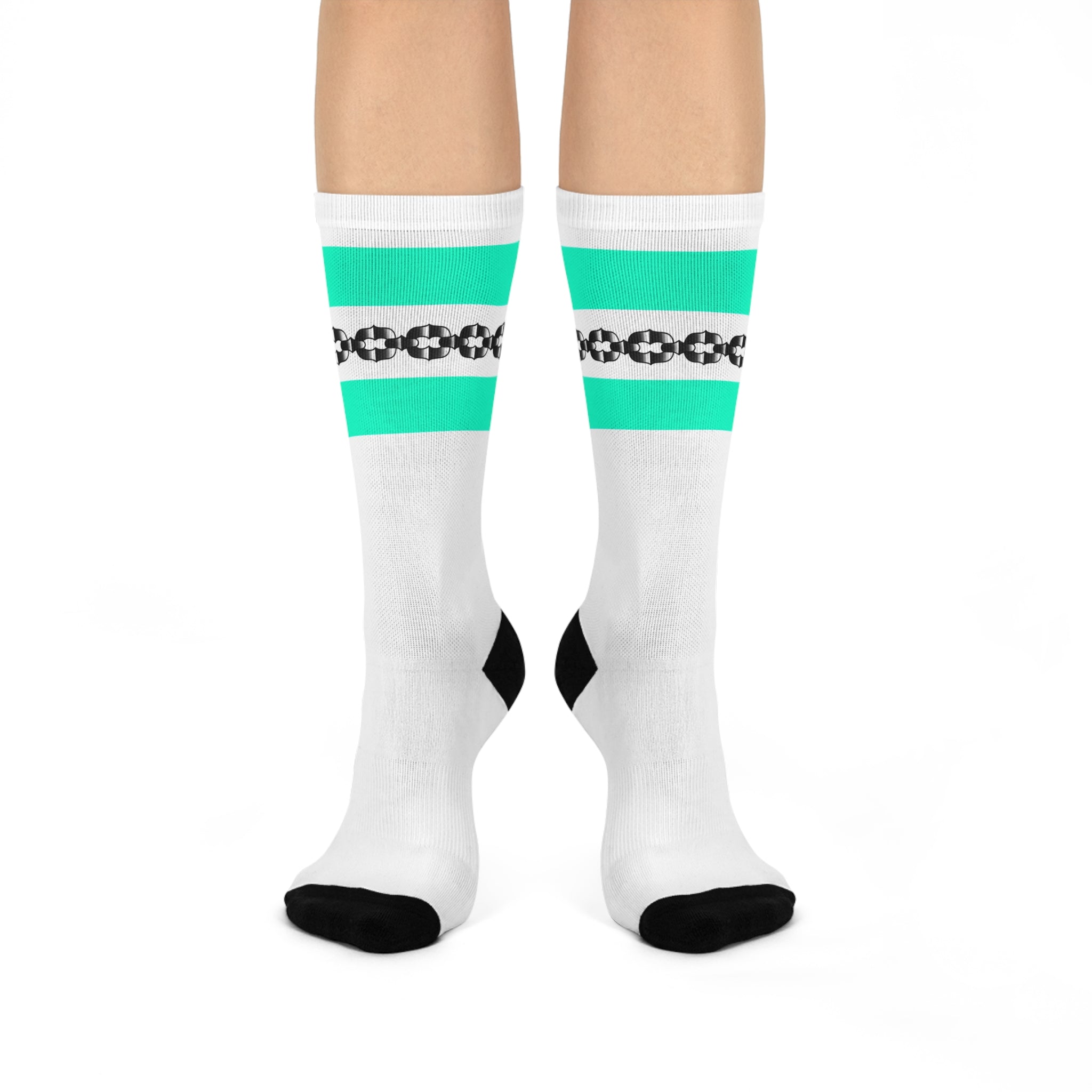 Old School Traditional Tattoo Chain Pattern Cushioned Crew Socks AOP