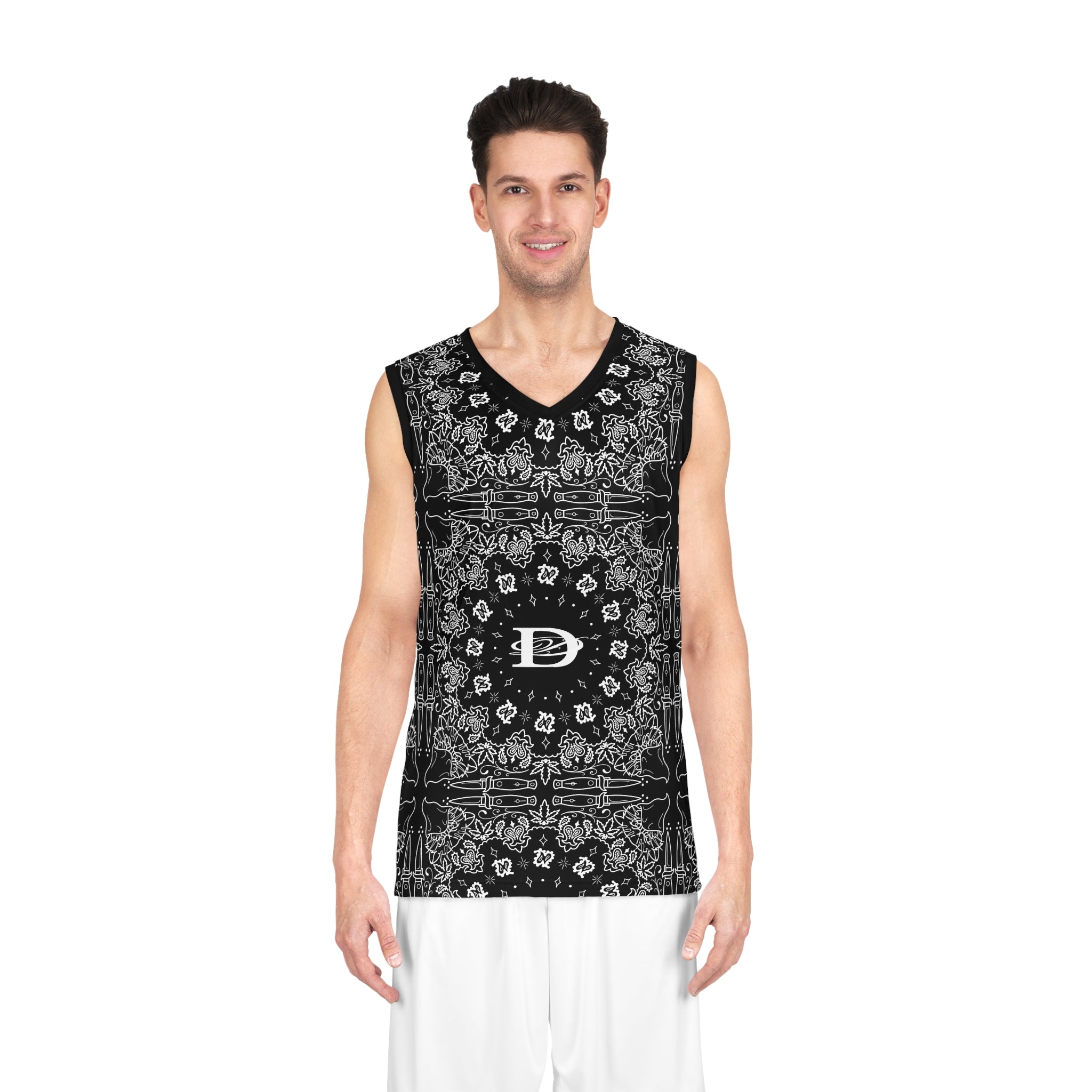 DD Custom Bandana Print Basketball Jersey AOP