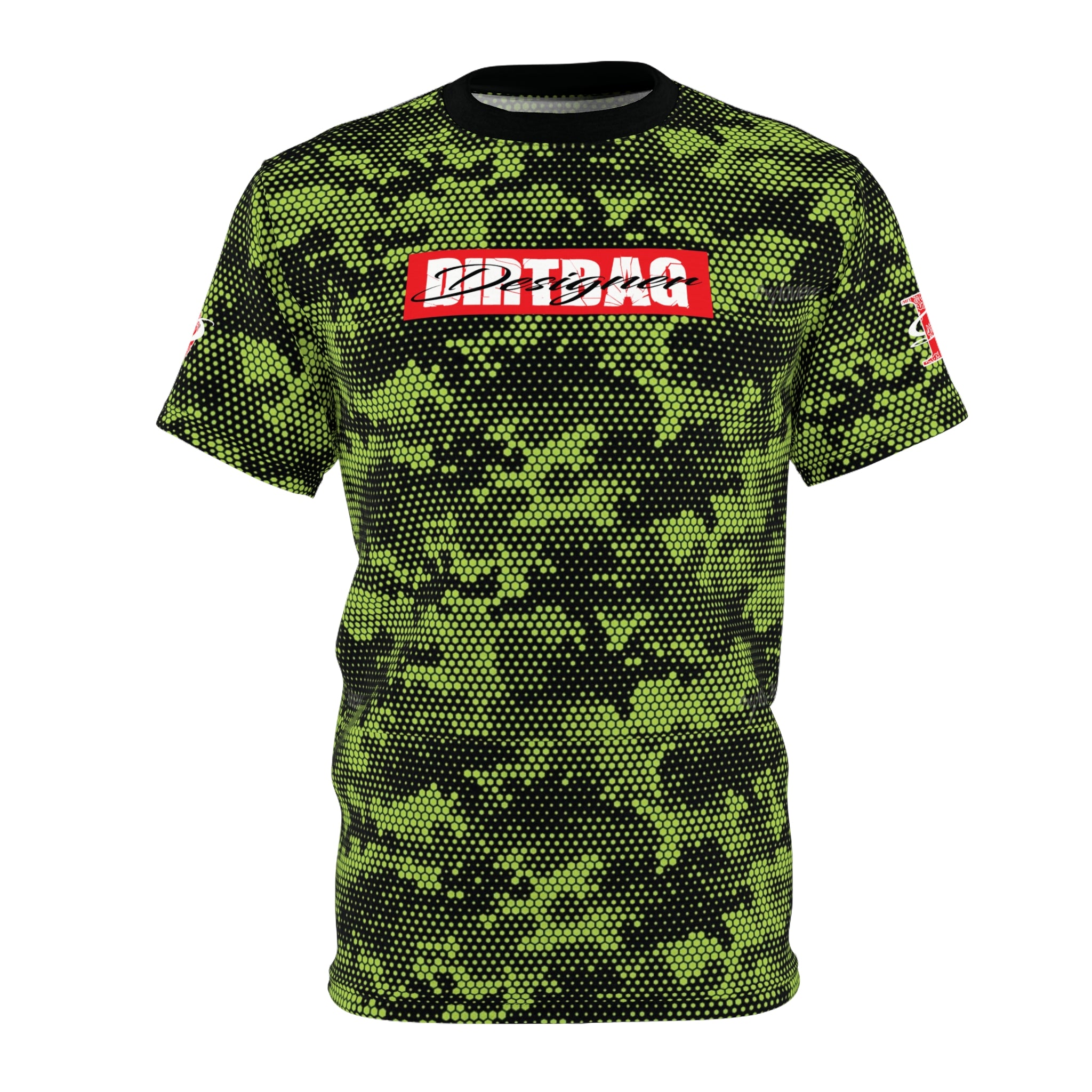 DD Box Logo Lime Green Hexagon Digital Camo Unisex T-Shirt AOP
