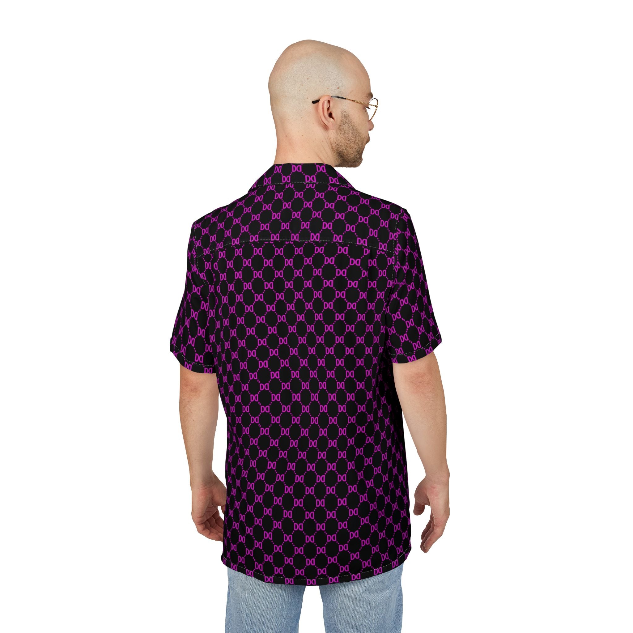 DD Monogram Print Button Up Hawaiian Shirt AOP